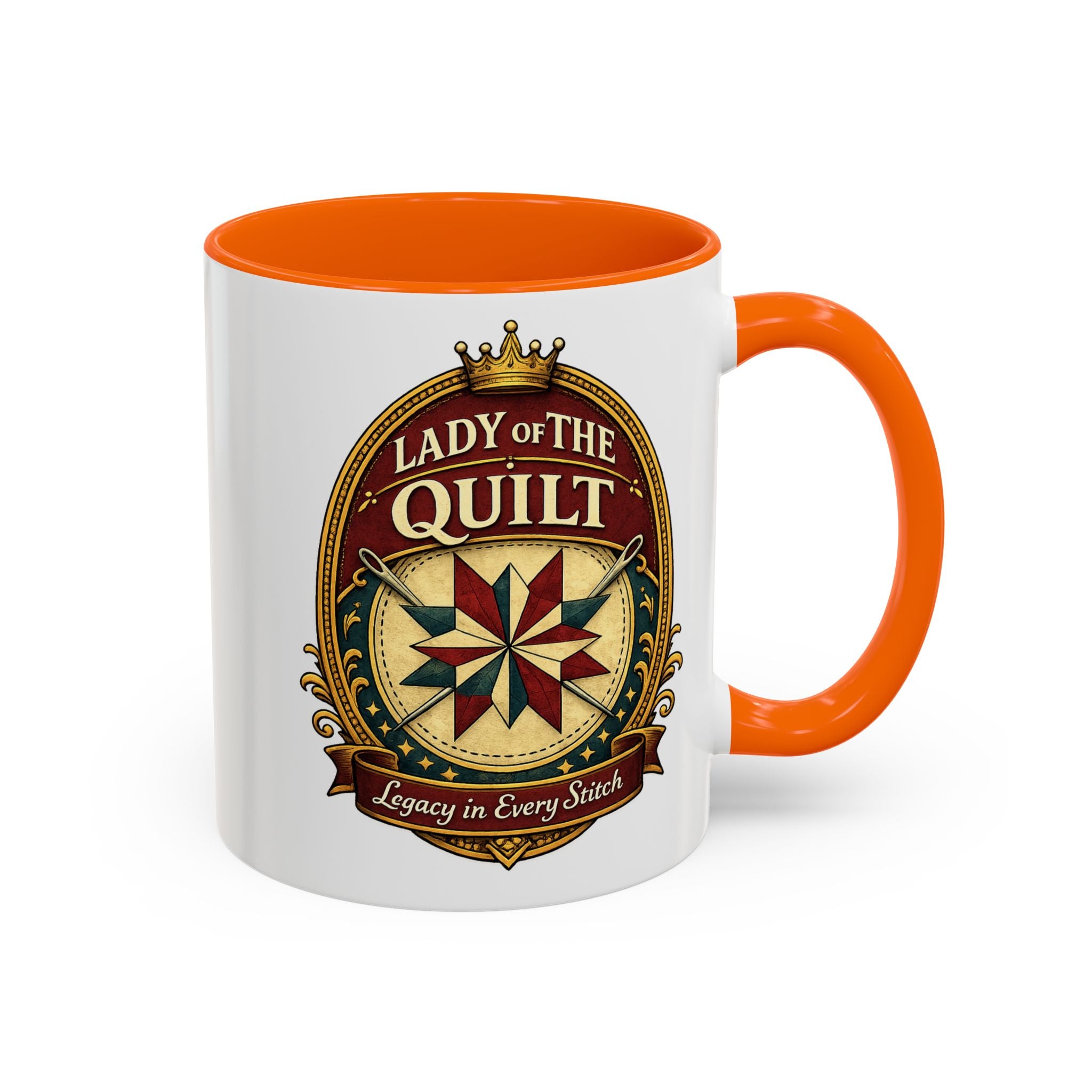 Lady of the Quilt Accent Coffee Mug — 'Legacy in Every Stitch' Quilting Gift