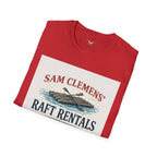 Sam Clemens’ Raft Rentals T-Shirt – Vintage Literary Humor Tee