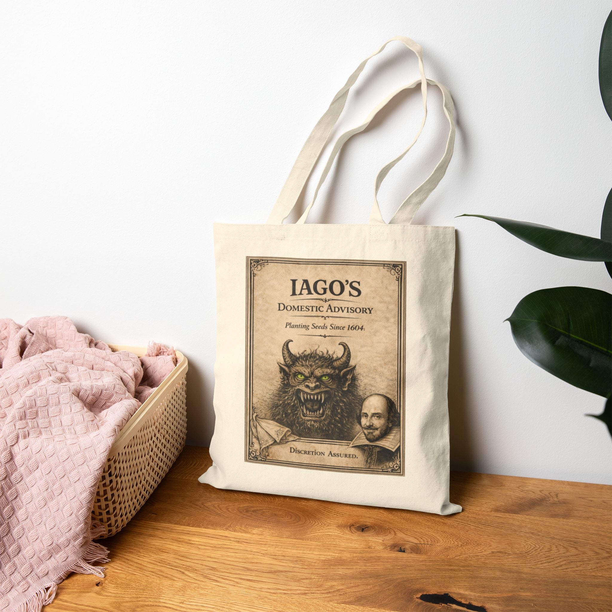Iago's Domestic Advisory Canvas Carry-All -- Vintage Literary Humor