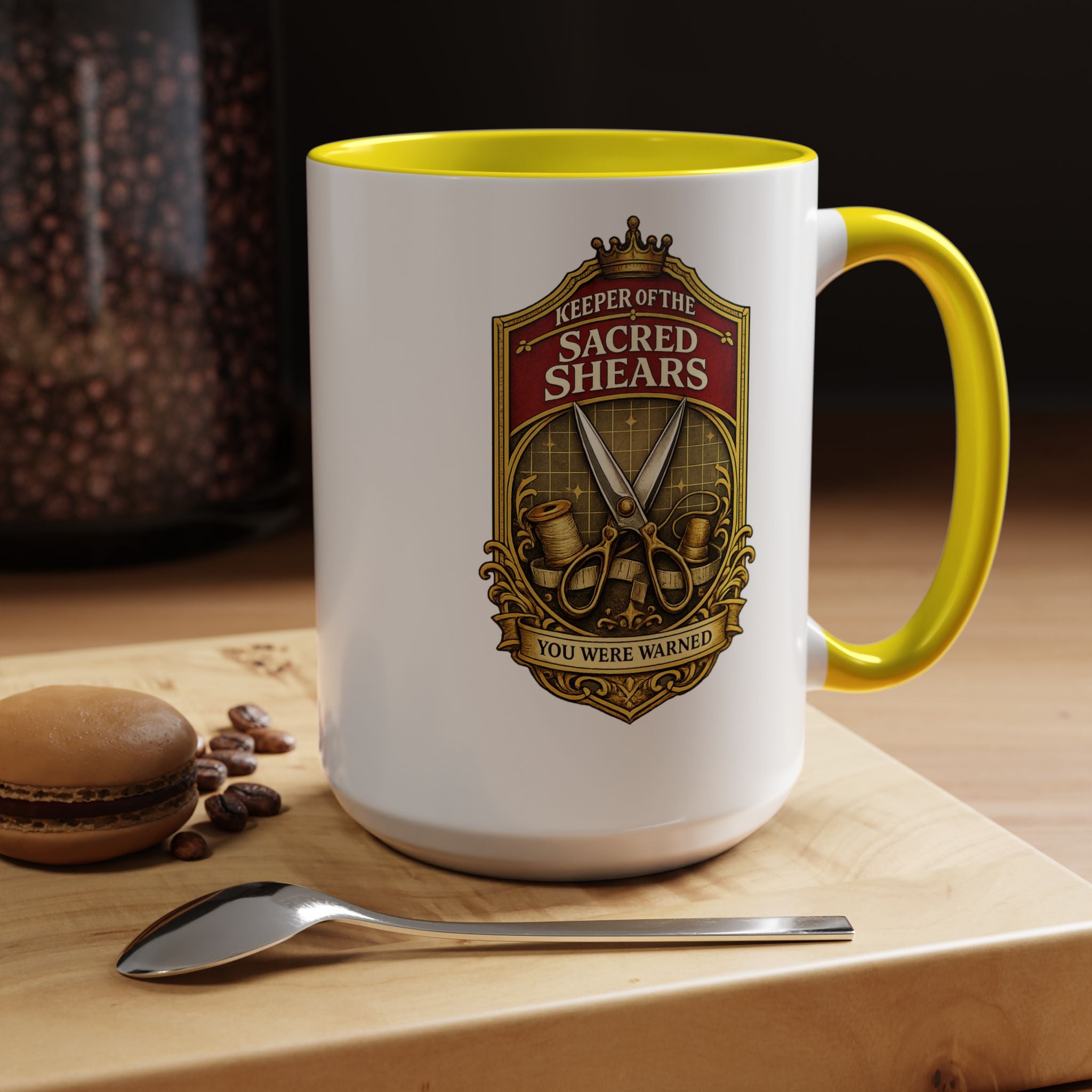 Keeper of the Sacred Shears Coffee Mug — Funny Barber/Hairstylist Gift (11/15oz)