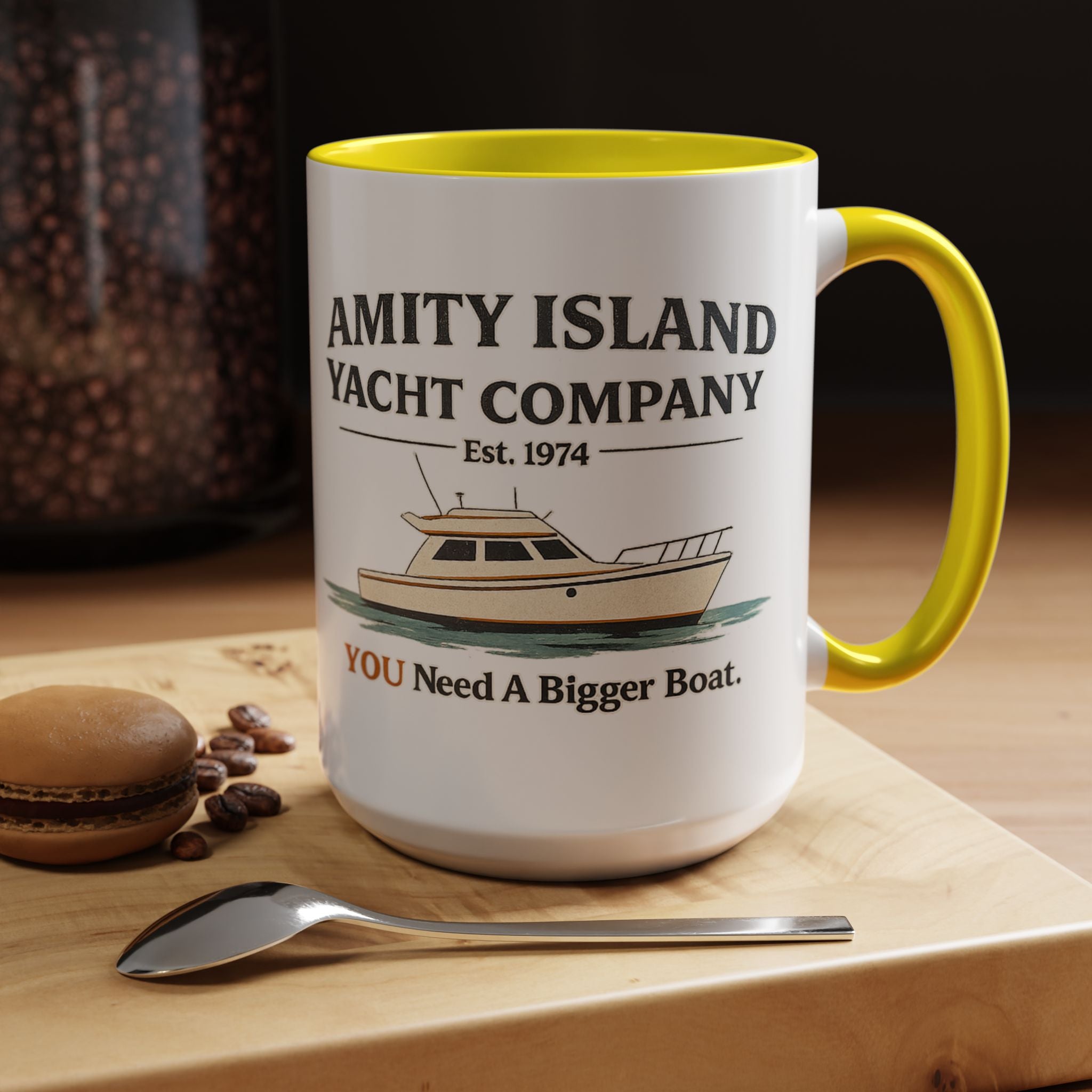 Yacht Company Accent Coffee Mug — "Amity Island Yacht Company: You Need A Bigger Boat"