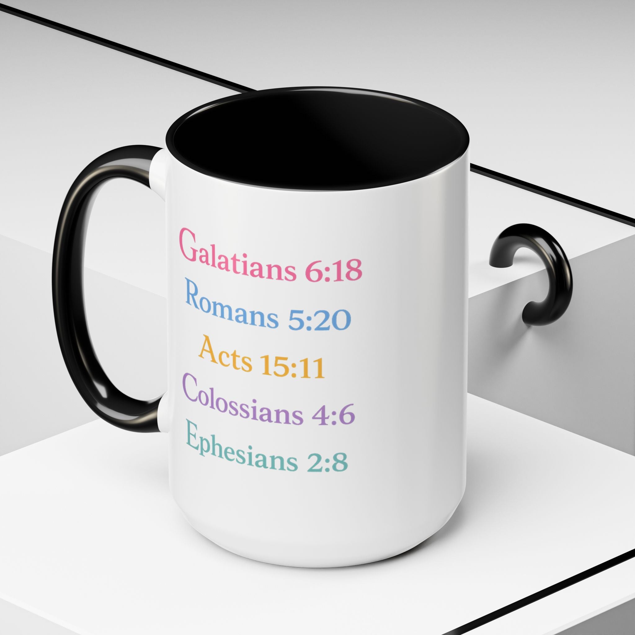 GRACE — Pastel Scripture Typography Mug  -- The Foundation Collection (15 oz)