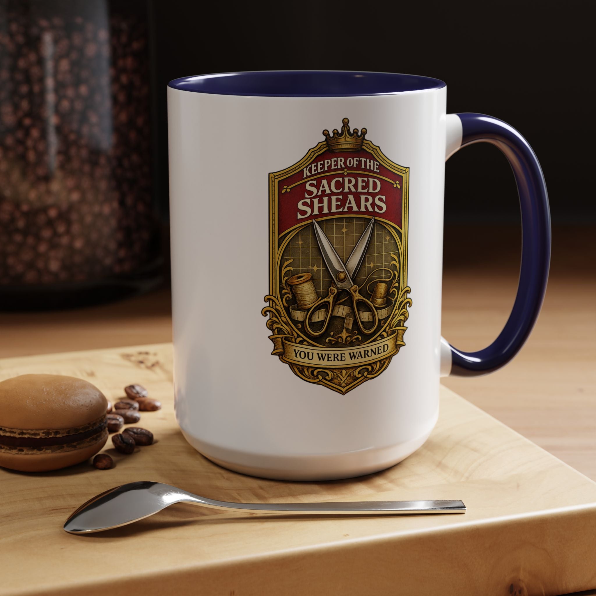 Keeper of the Sacred Shears Coffee Mug — Funny Barber/Hairstylist Gift (11/15oz)