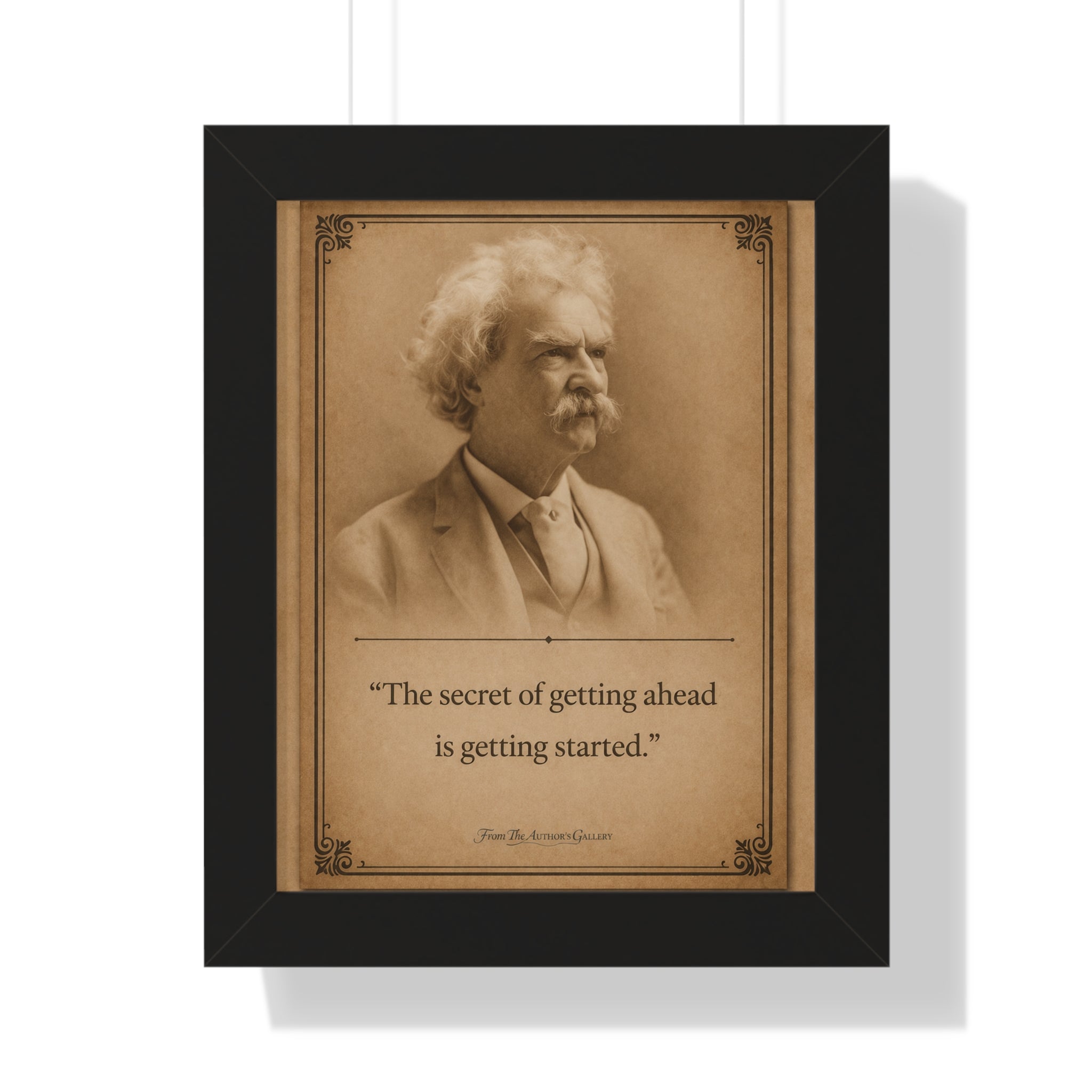 Twain on Getting Ahead -- Framed Vintage Literary Print -- The Author's Gallery