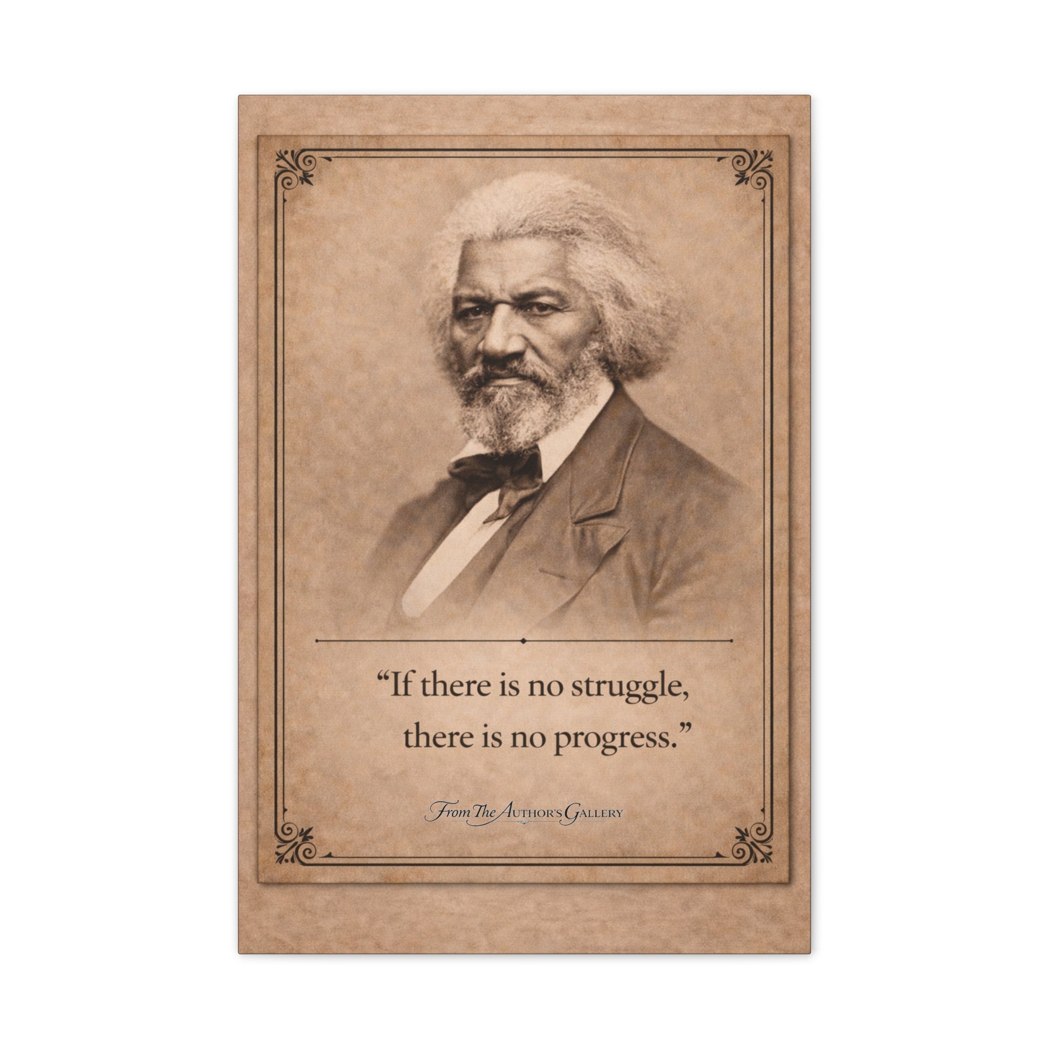 Frederick Douglass -- "If there is no struggle, there is no progress." -- Vintage Literary Canvas Piece