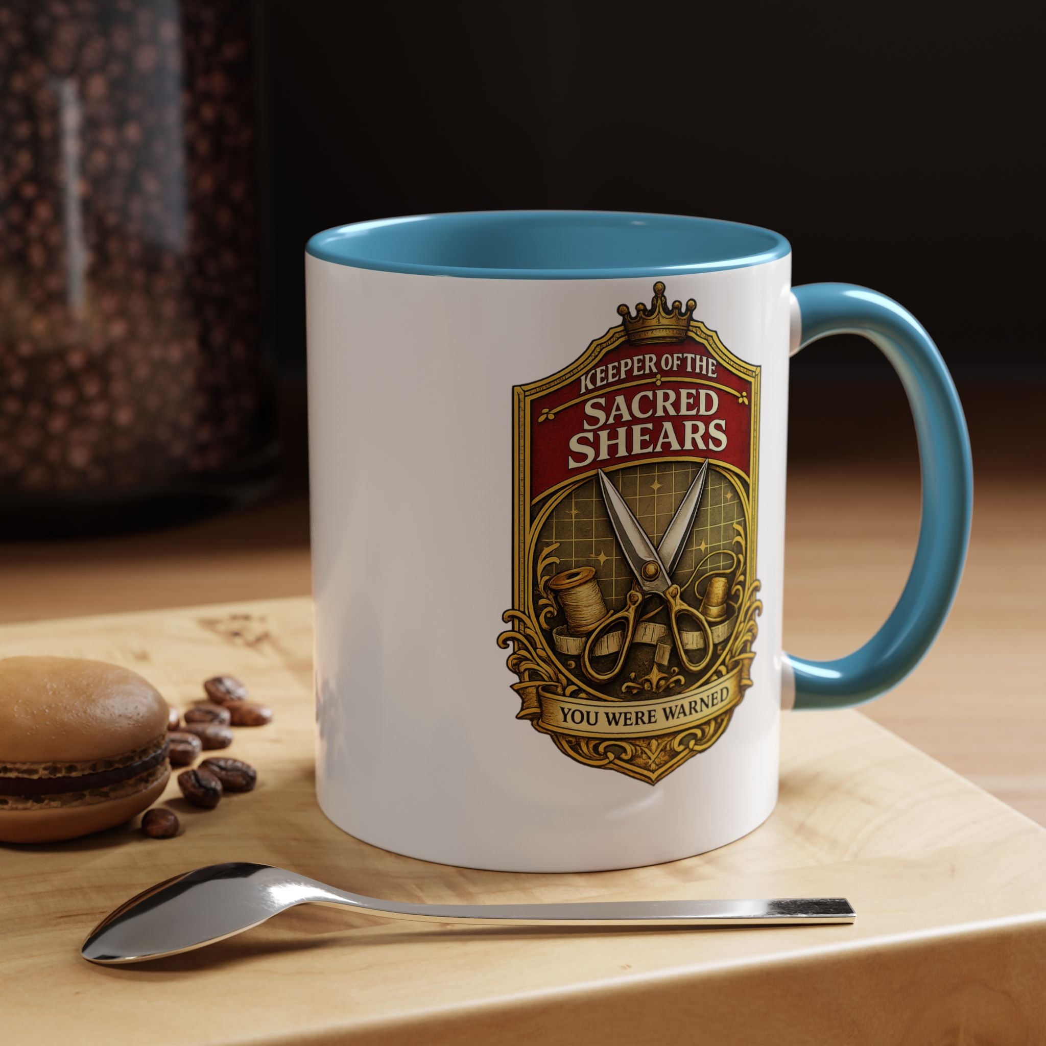 Keeper of the Sacred Shears Coffee Mug — Funny Barber/Hairstylist Gift (11/15oz)