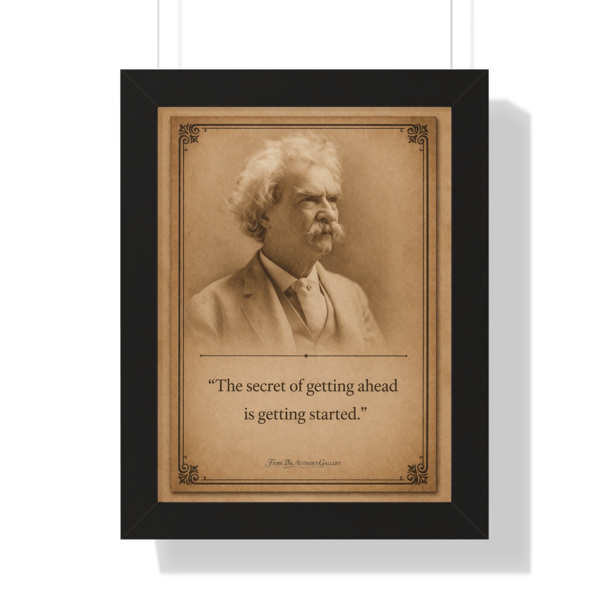 Twain on Getting Ahead -- Framed Vintage Literary Print -- The Author's Gallery
