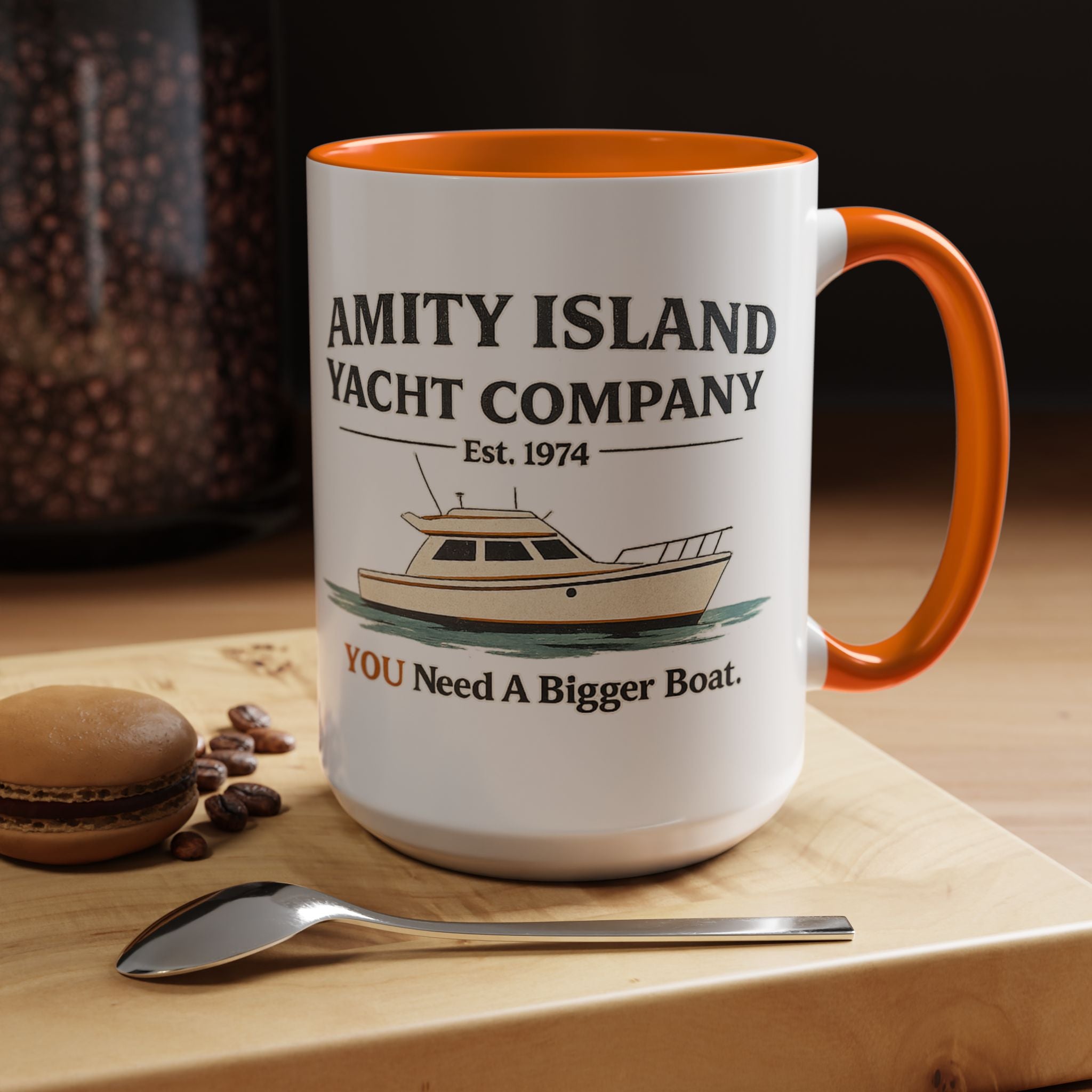 Yacht Company Accent Coffee Mug — "Amity Island Yacht Company: You Need A Bigger Boat"