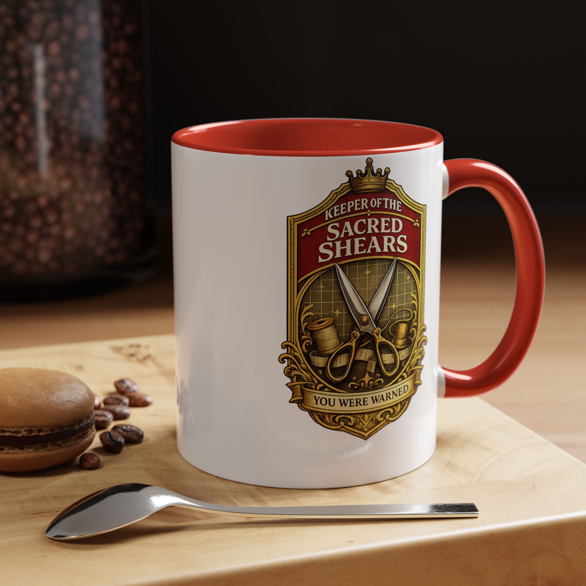Keeper of the Sacred Shears Coffee Mug — Funny Barber/Hairstylist Gift (11/15oz)