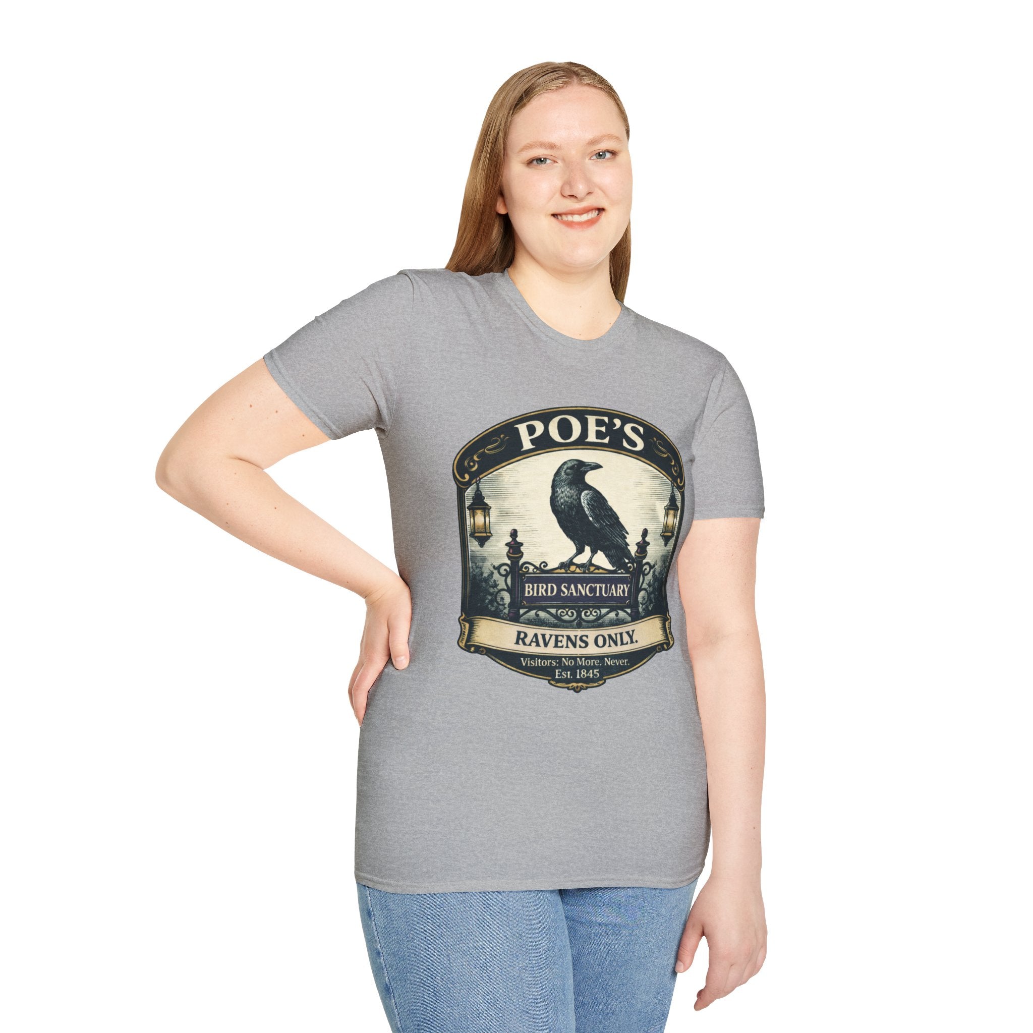 Poe’s Bird Sanctuary T-Shirt – Vintage Literary Humor Tee