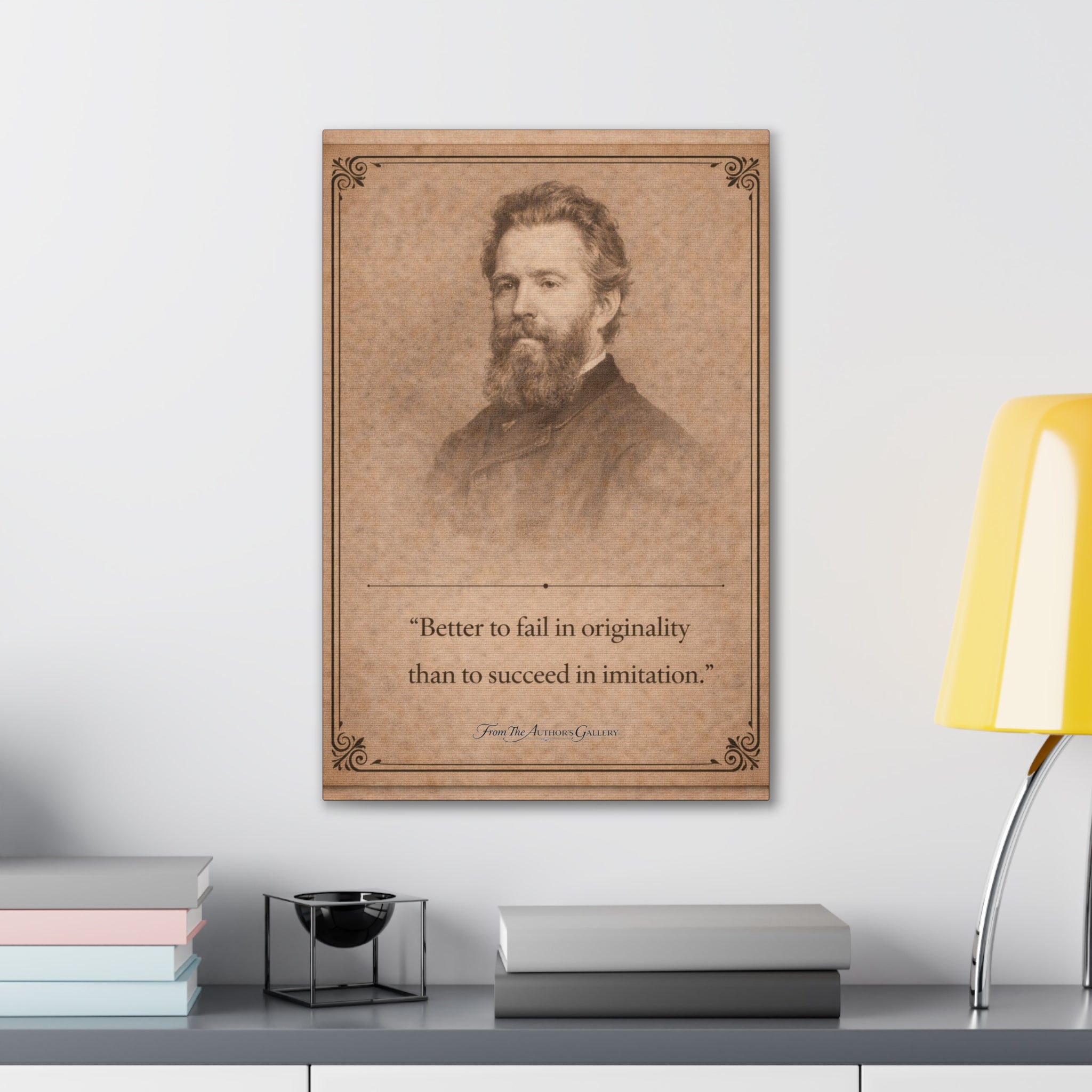 Herman Melville -- “Better to fail in originality than to succeed in imitation.” -- Vintage Literary Canvas Piece