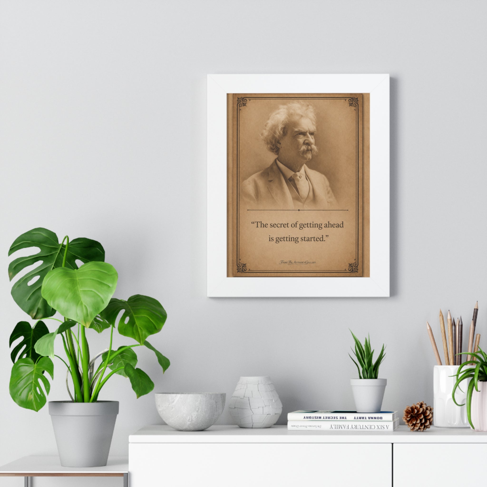 Twain on Getting Ahead -- Framed Vintage Literary Print -- The Author's Gallery