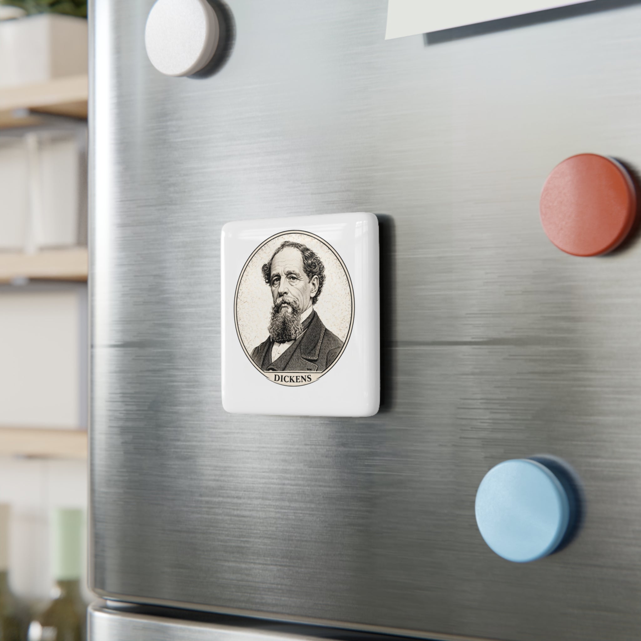 Charles Dickens — Porcelain Portrait Magnet:  From The Author’s Gallery