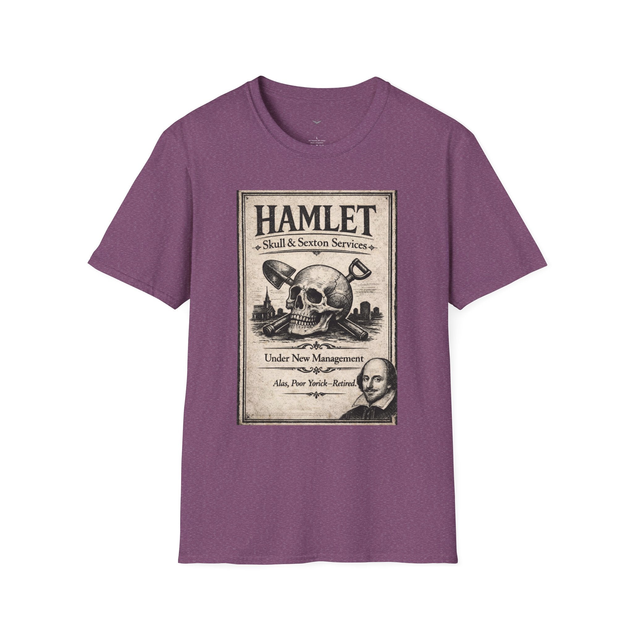 Hamlet Skull & Sexton Services T-Shirt — Vintage Literary Humor Tee