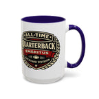 Mug - 'All-Time Quarterback Emeritus' Vintage Football Crest Coffee Mug (11oz/15oz)