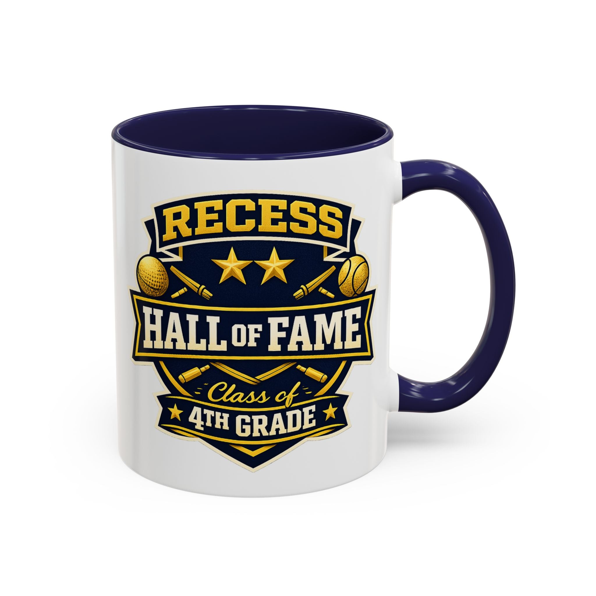 Recess Hall of Fame Coffee Mug — Class of 4th Grade Accent Mug (11/15oz)