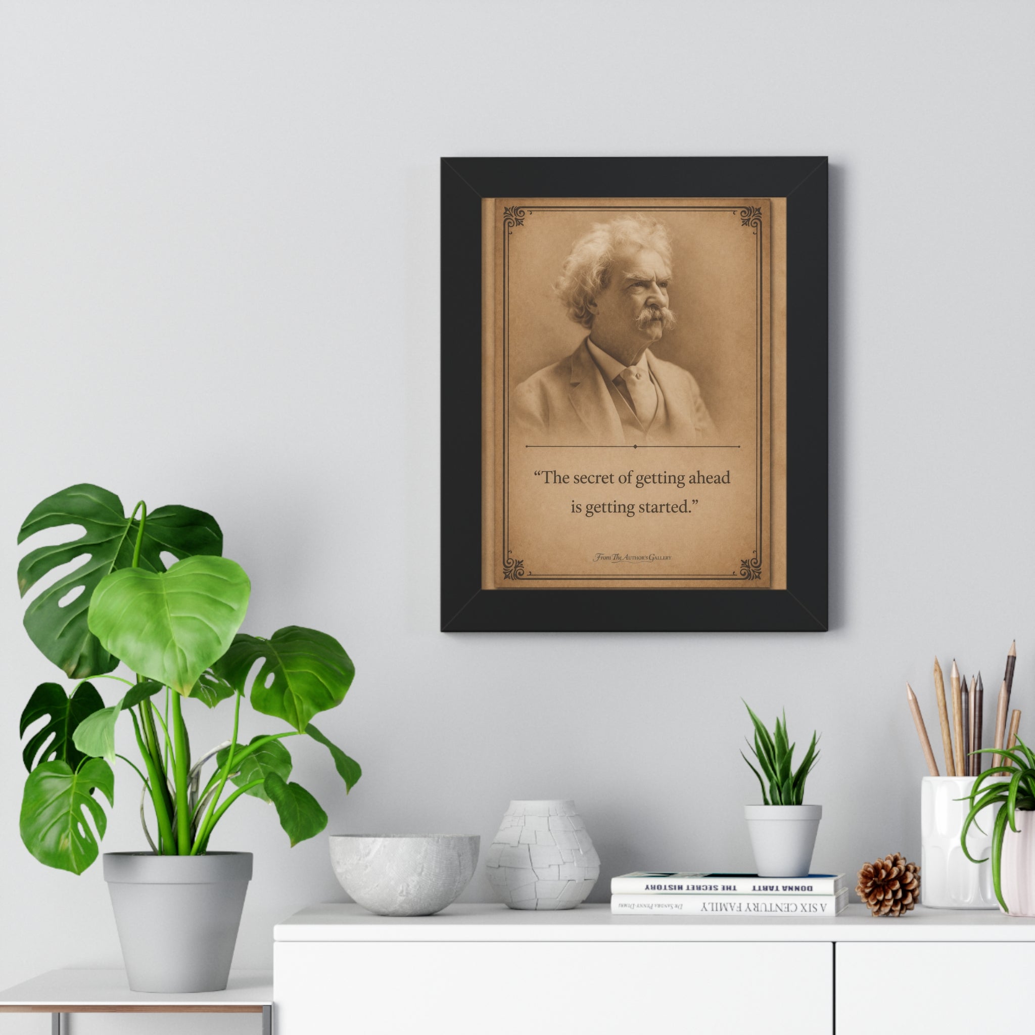 Twain on Getting Ahead -- Framed Vintage Literary Print -- The Author's Gallery