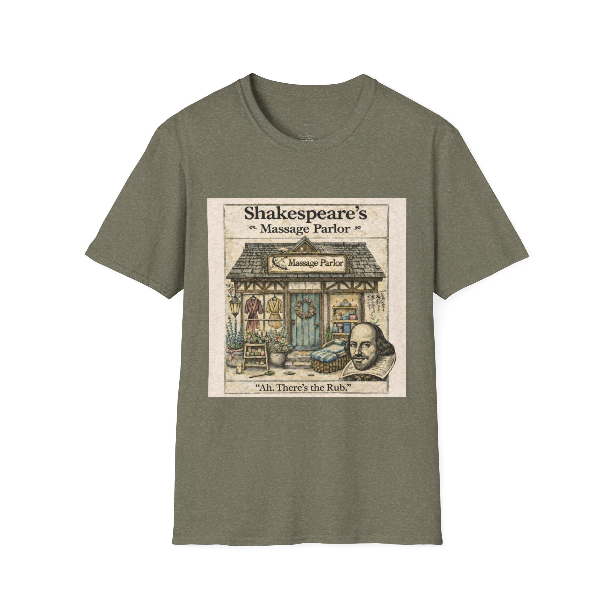 Shakespeare’s Massage Parlor T-Shirt — Vintage Literary Humor Tee