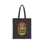 Tote Bag — "Sacred Shears" Sewing Humor Canvas Tote ("Consecrated for Fabric Only — Violators Will Be Pinking-Sheared")