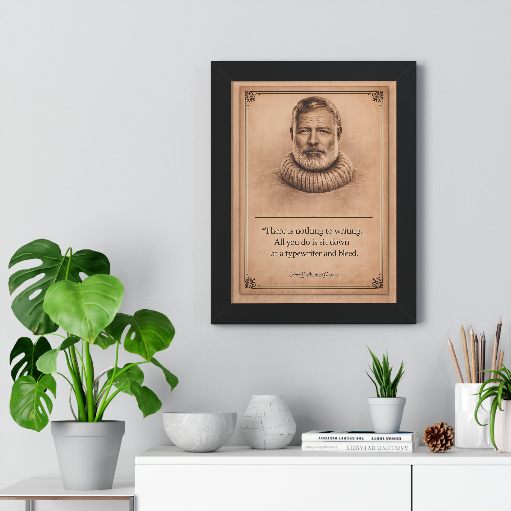 Hemingway — Framed Vintage Literary Print — The Author’s Gallery