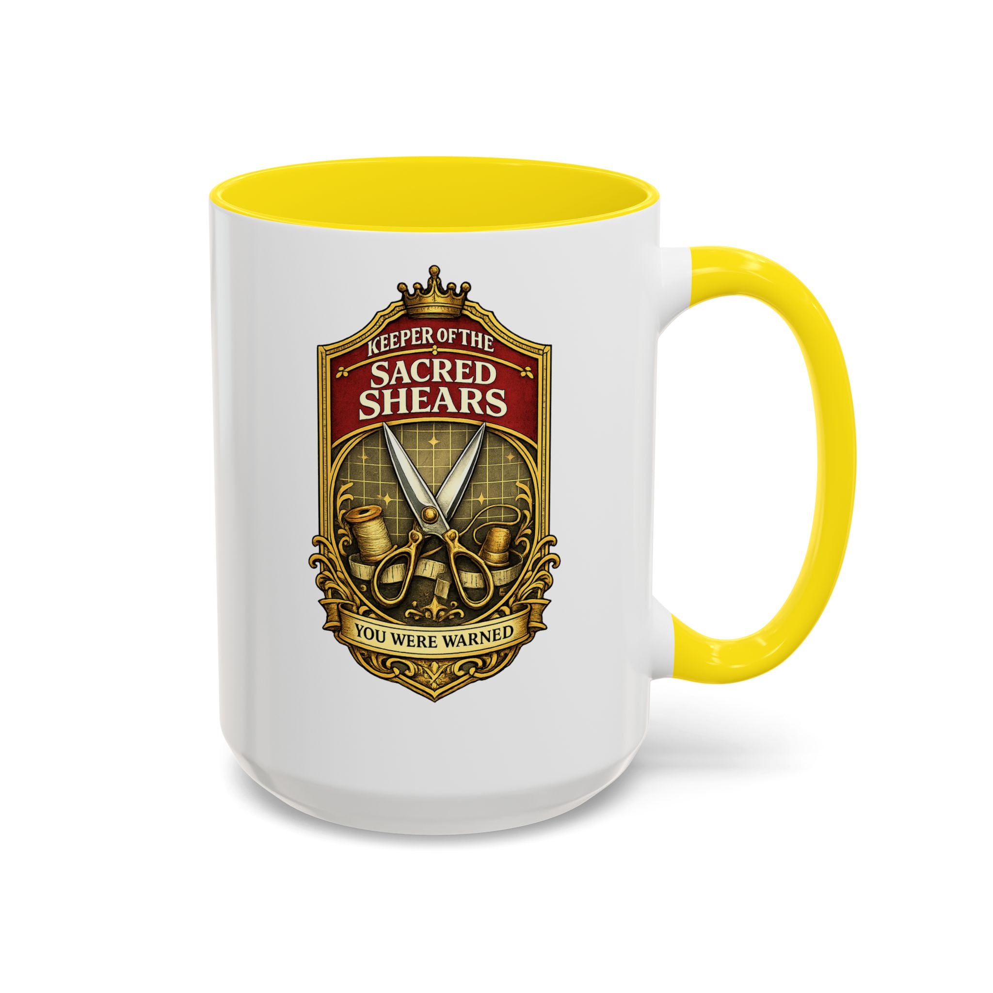 Keeper of the Sacred Shears Coffee Mug — Funny Barber/Hairstylist Gift (11/15oz)