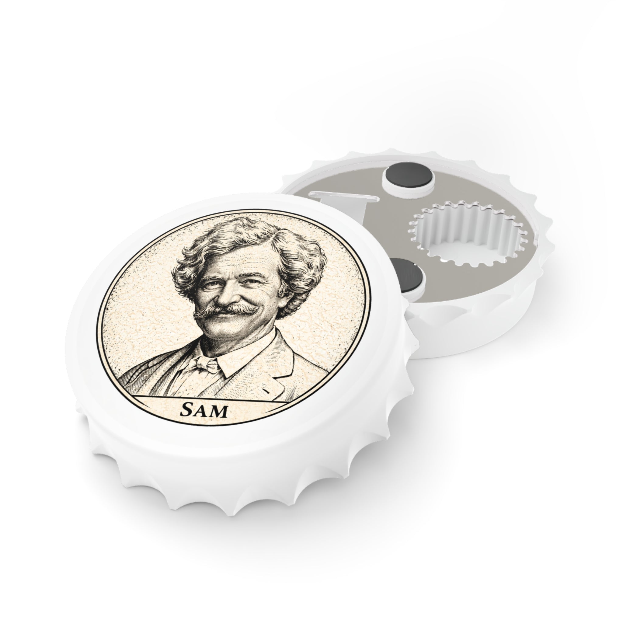 Vintage Sam Bottle Opener — Engraved Portrait Bottle Cap Opener