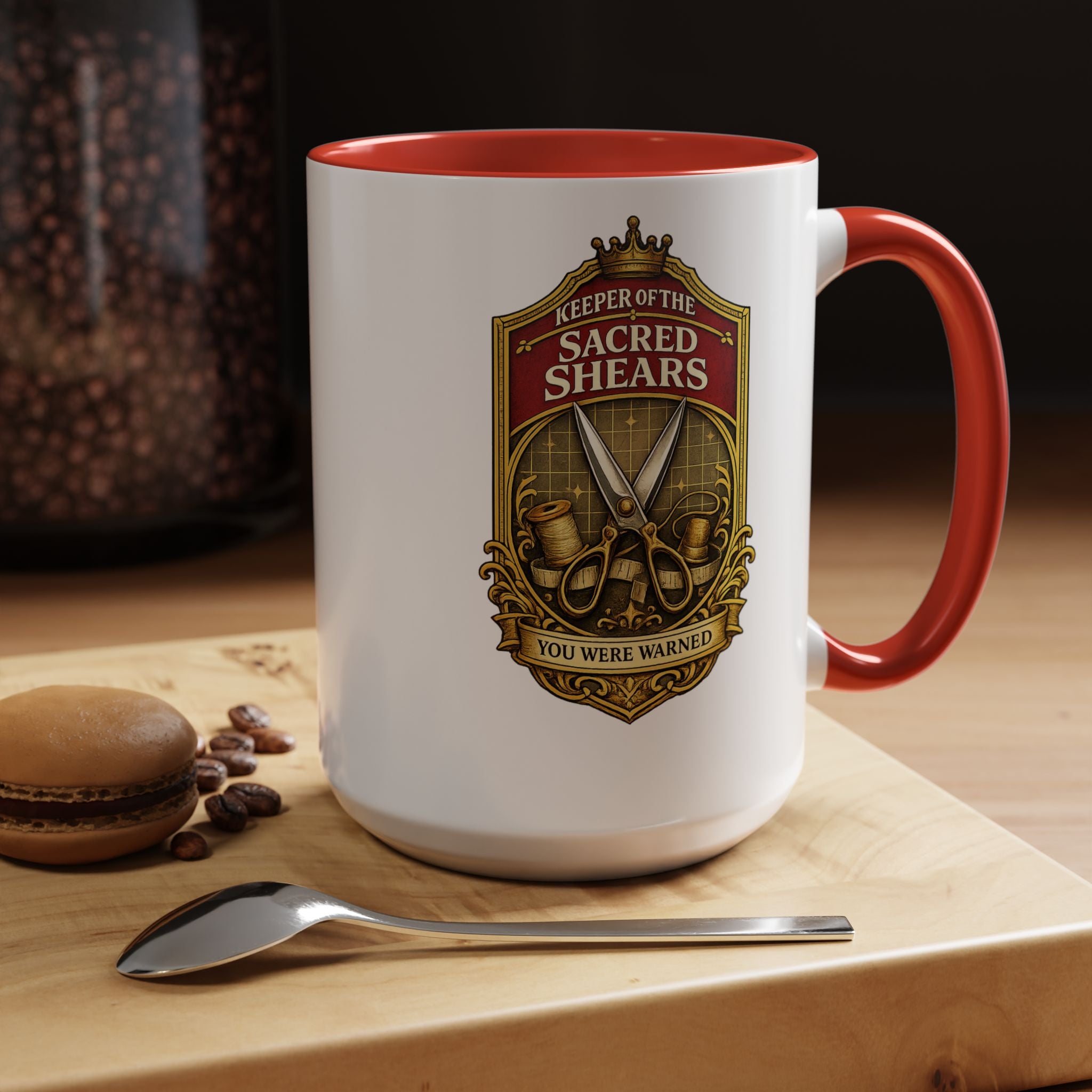 Keeper of the Sacred Shears Coffee Mug — Funny Barber/Hairstylist Gift (11/15oz)