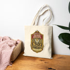 Tote Bag — "Sacred Shears" Sewing Humor Canvas Tote ("Consecrated for Fabric Only — Violators Will Be Pinking-Sheared")