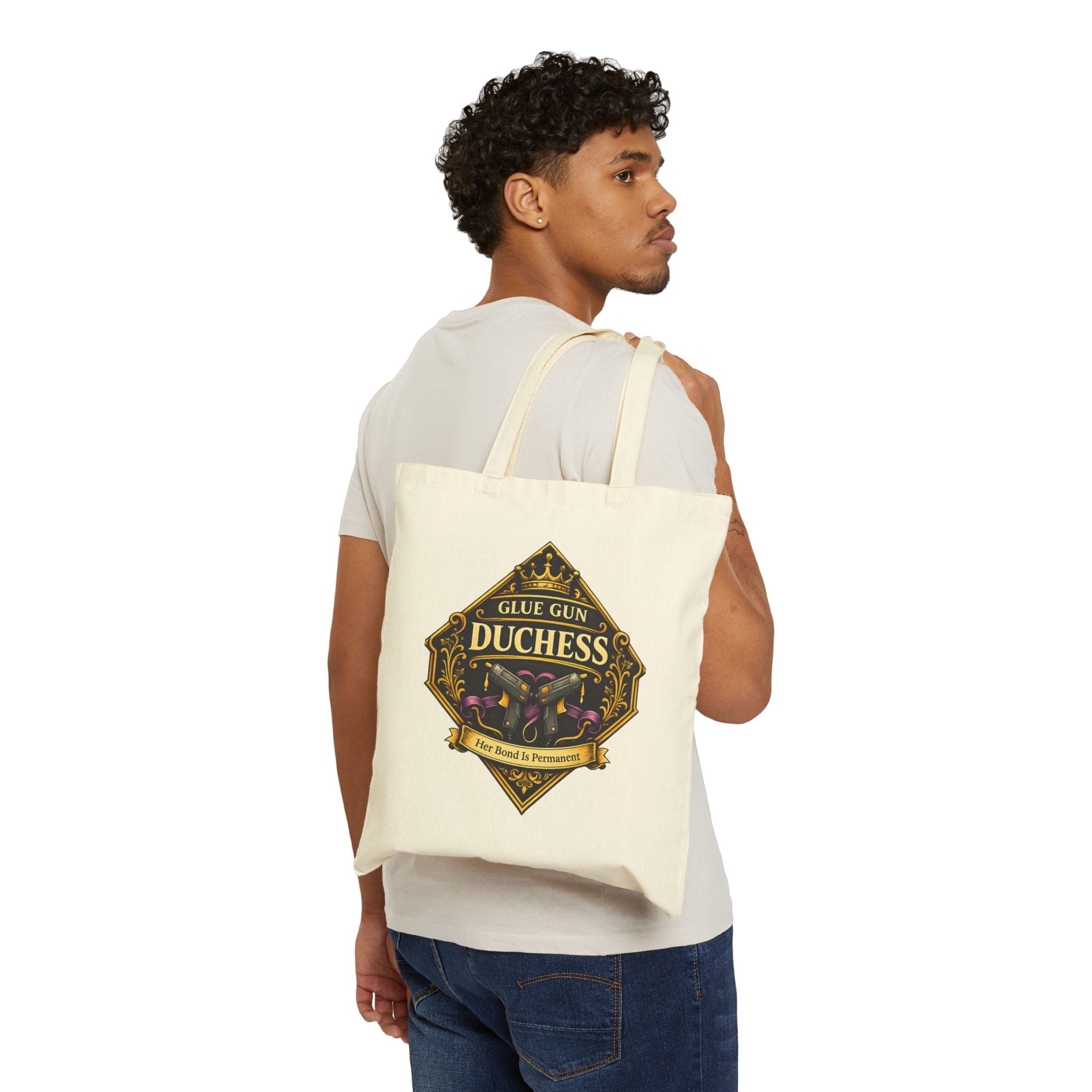 Glue Gun Duchess Tote Bag — "It's Still Hot!" Cotton Canvas Crafting Tote