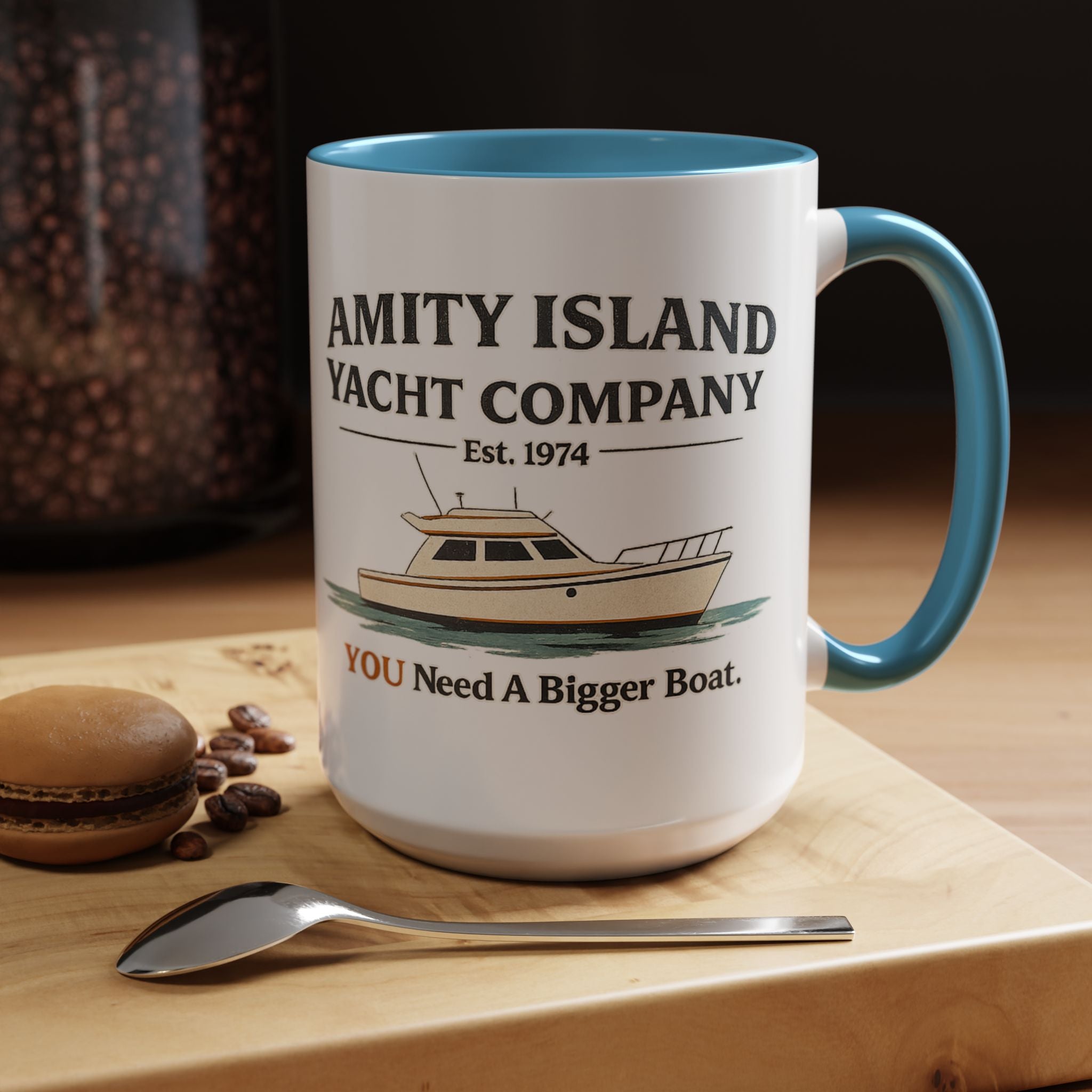 Yacht Company Accent Coffee Mug — "Amity Island Yacht Company: You Need A Bigger Boat"