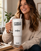 Not Ashamed — Romans 1:16 Engraved 40oz Travel Mug | Insulated Koozie Tumbler with Handle | Christian Statement Gift | The Foundation Collection
