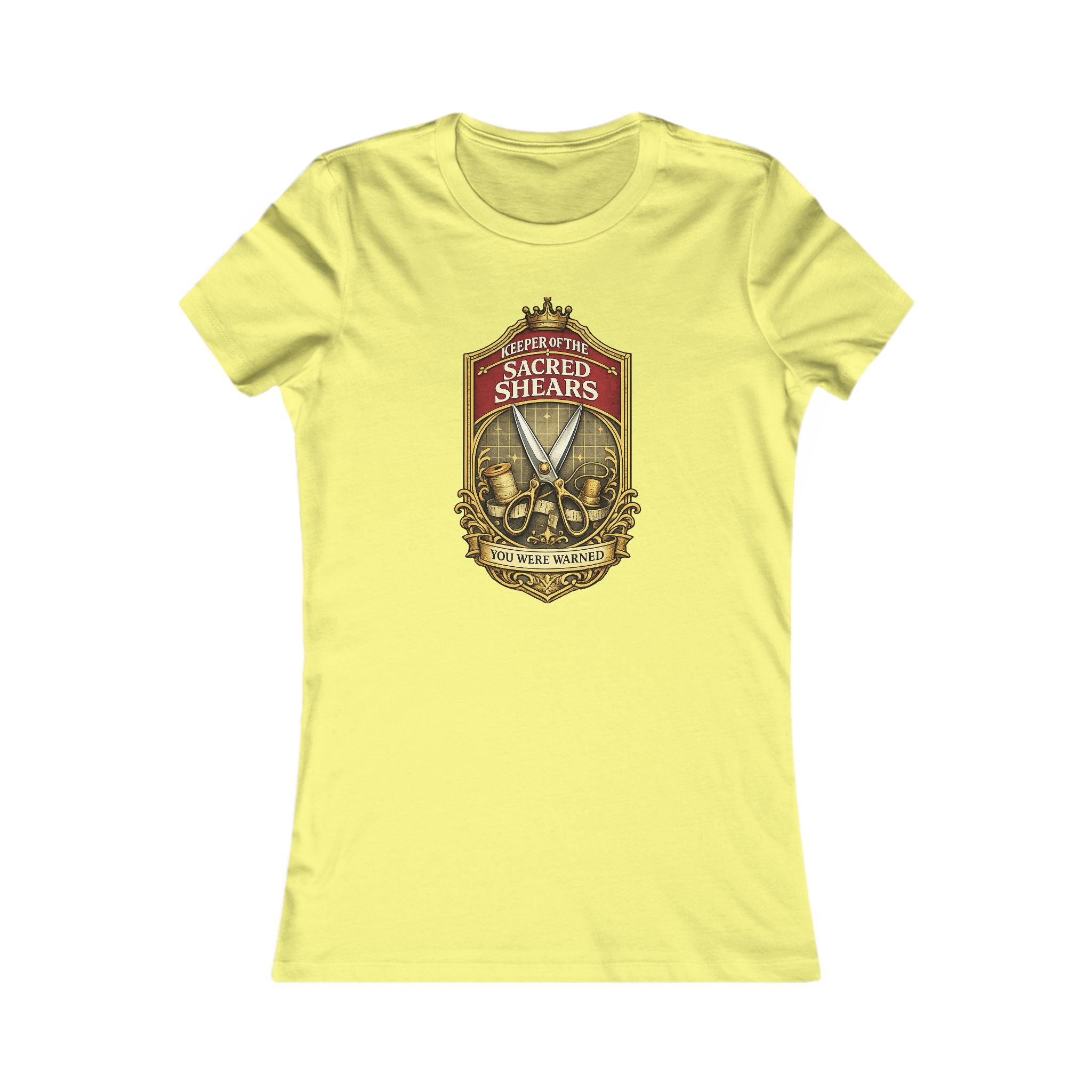Sacred Shears Women's Tee — ("Consecrated For Fabric Only")