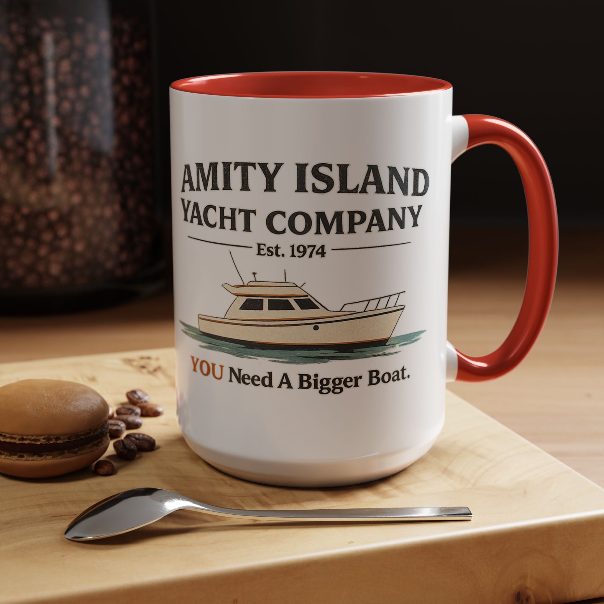 Yacht Company Accent Coffee Mug — "Amity Island Yacht Company: You Need A Bigger Boat"