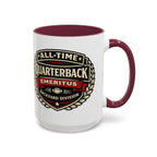 Mug - 'All-Time Quarterback Emeritus' Vintage Football Crest Coffee Mug (11oz/15oz)