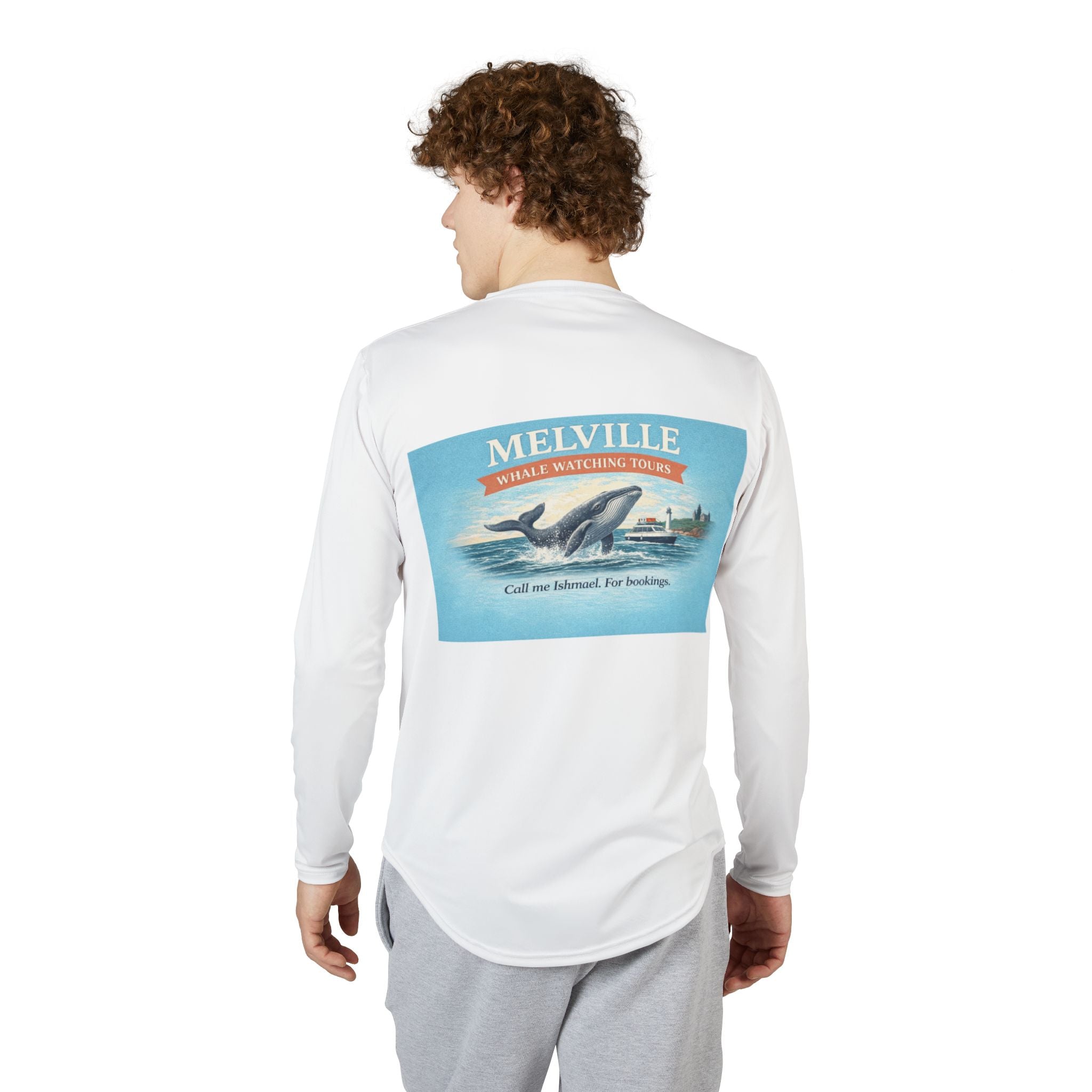 Melville Whale Watching Long Sleeve UV Shirt — Vintage Literary Humor Tee