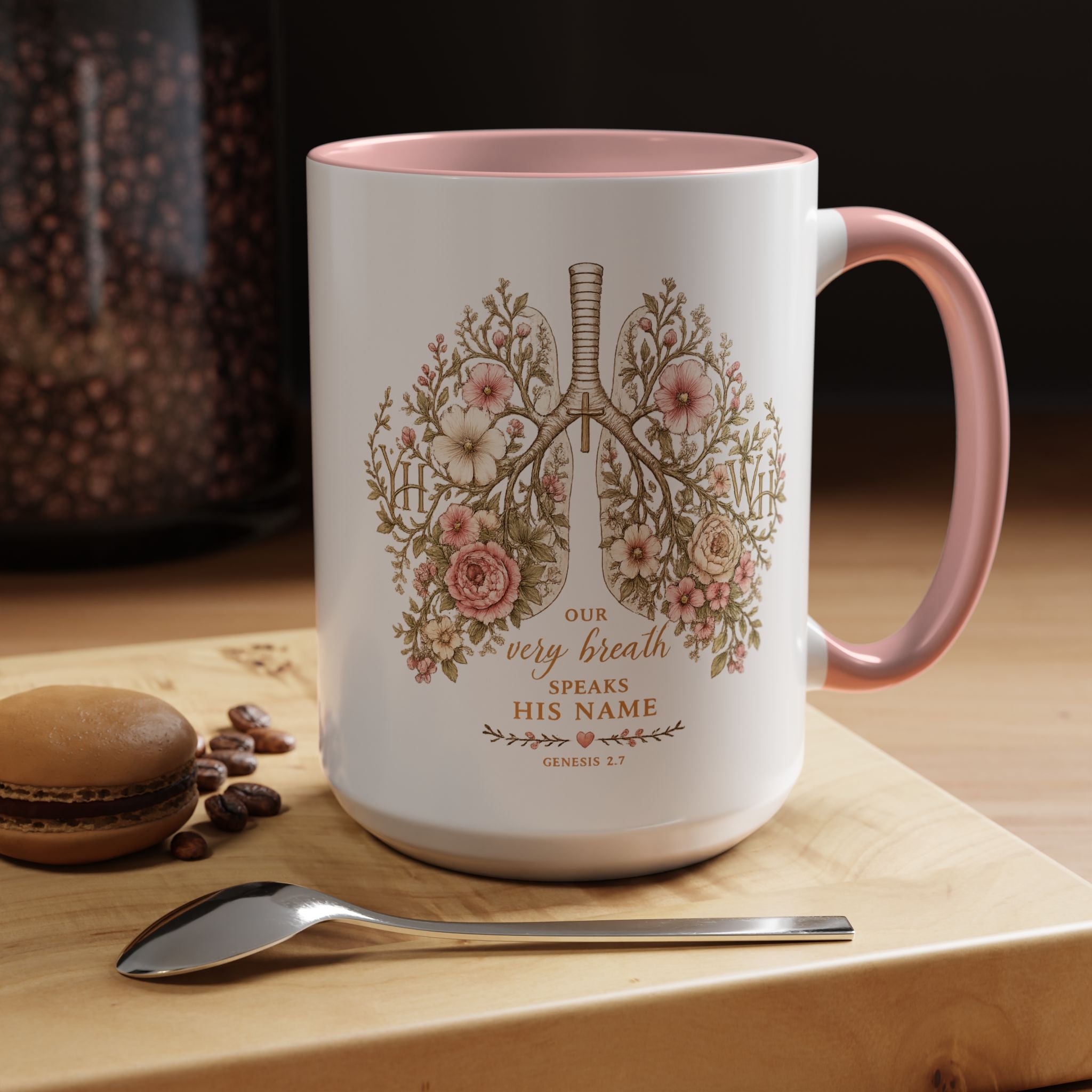 Every Breath Speaks His Name – Genesis 2:7 Christian Botanical Lung Mug (YHWH Design, Nurse Gift, Faith Mug)