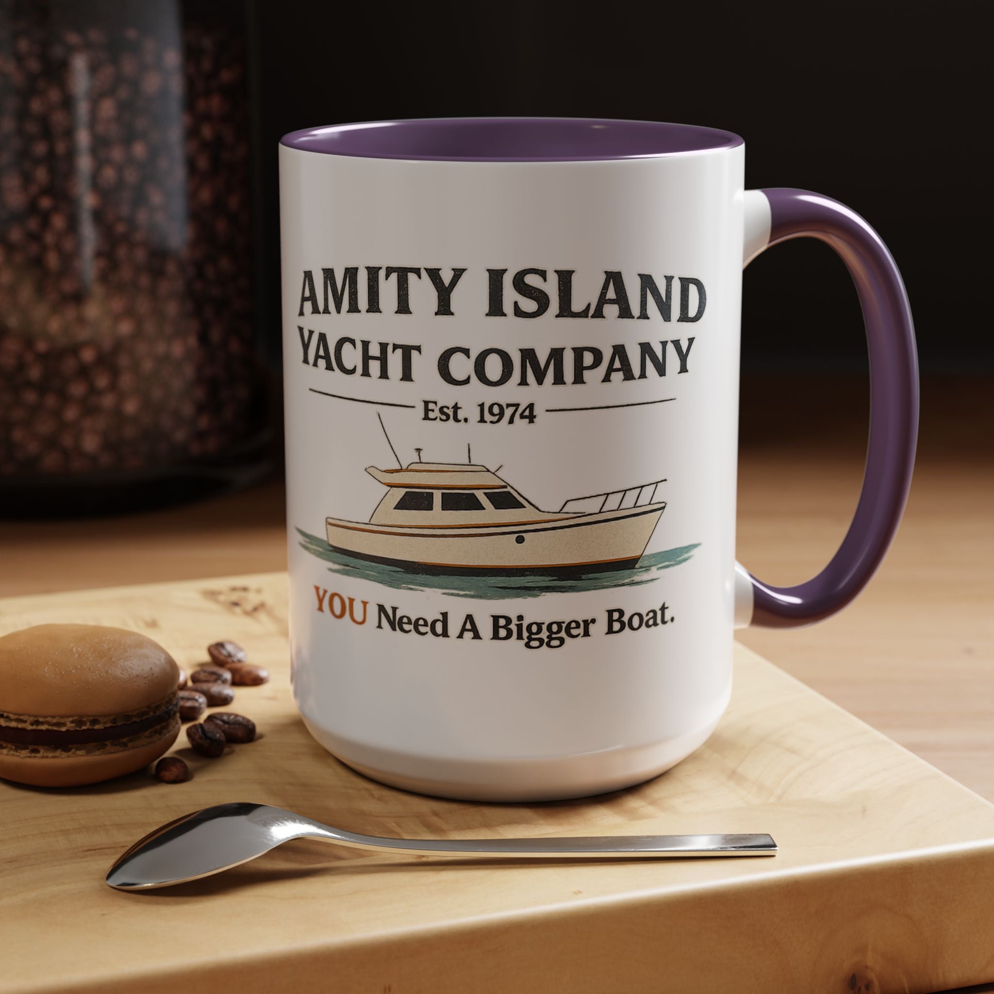 Yacht Company Accent Coffee Mug — "Amity Island Yacht Company: You Need A Bigger Boat"