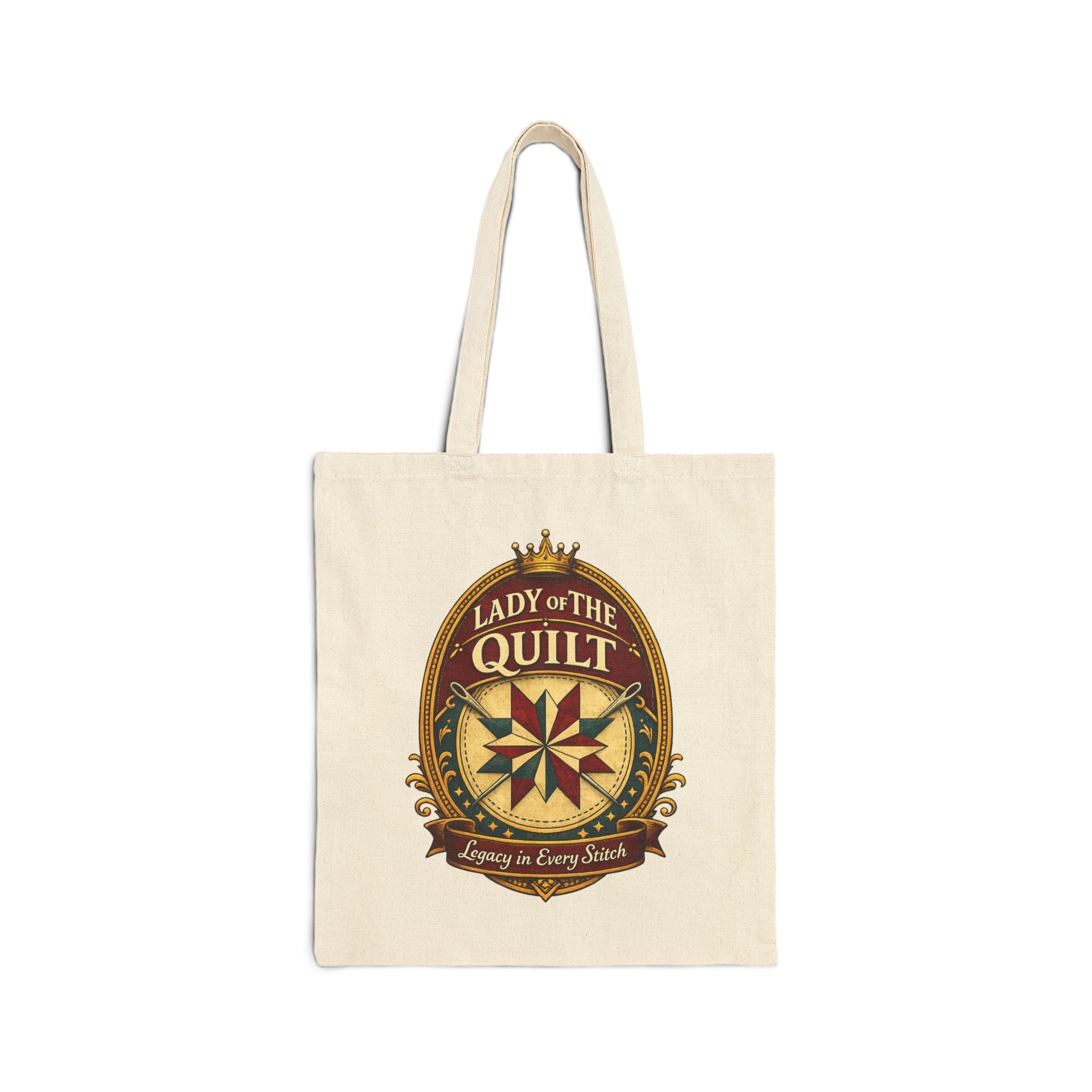 Quilter Tote Bag — "Lady of the Quilt" Cotton Canvas Shopping & Project Bag