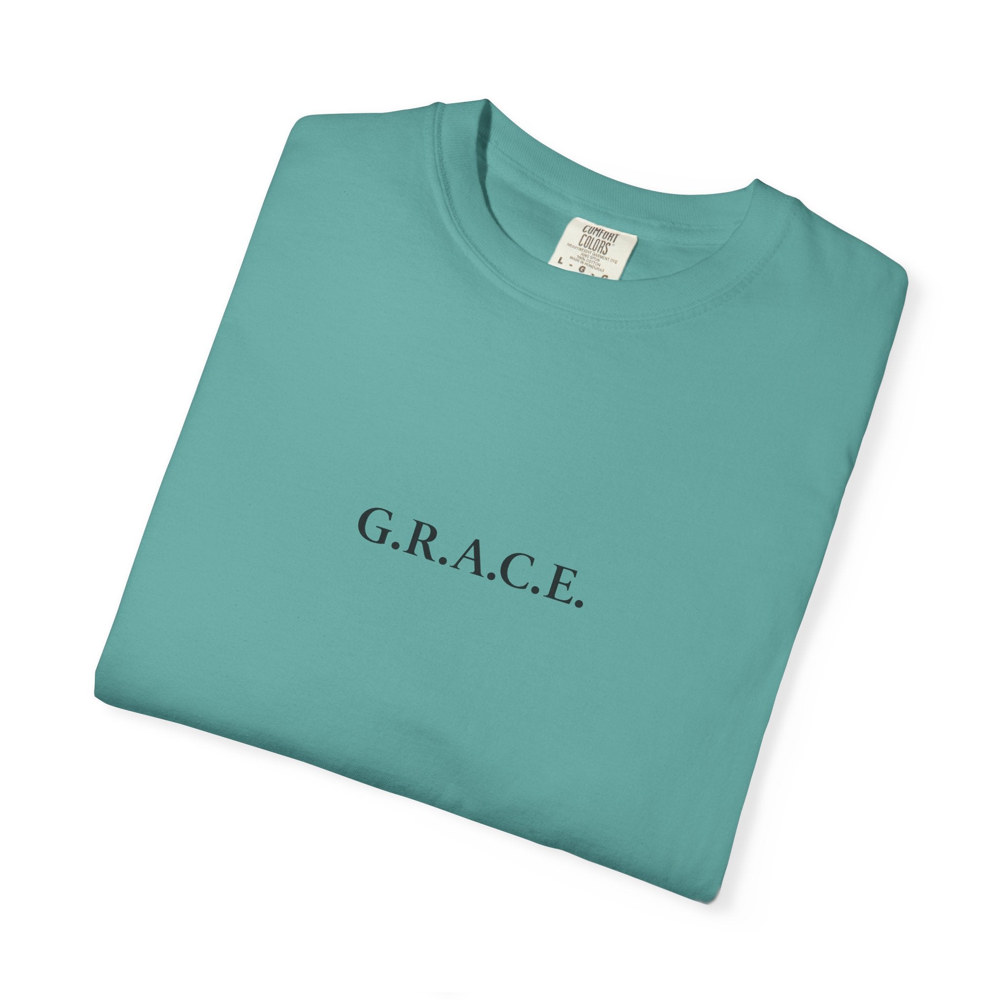'G.R.A.C.E.' Front Print with Scripture References Back (Christian Faith Tee)
