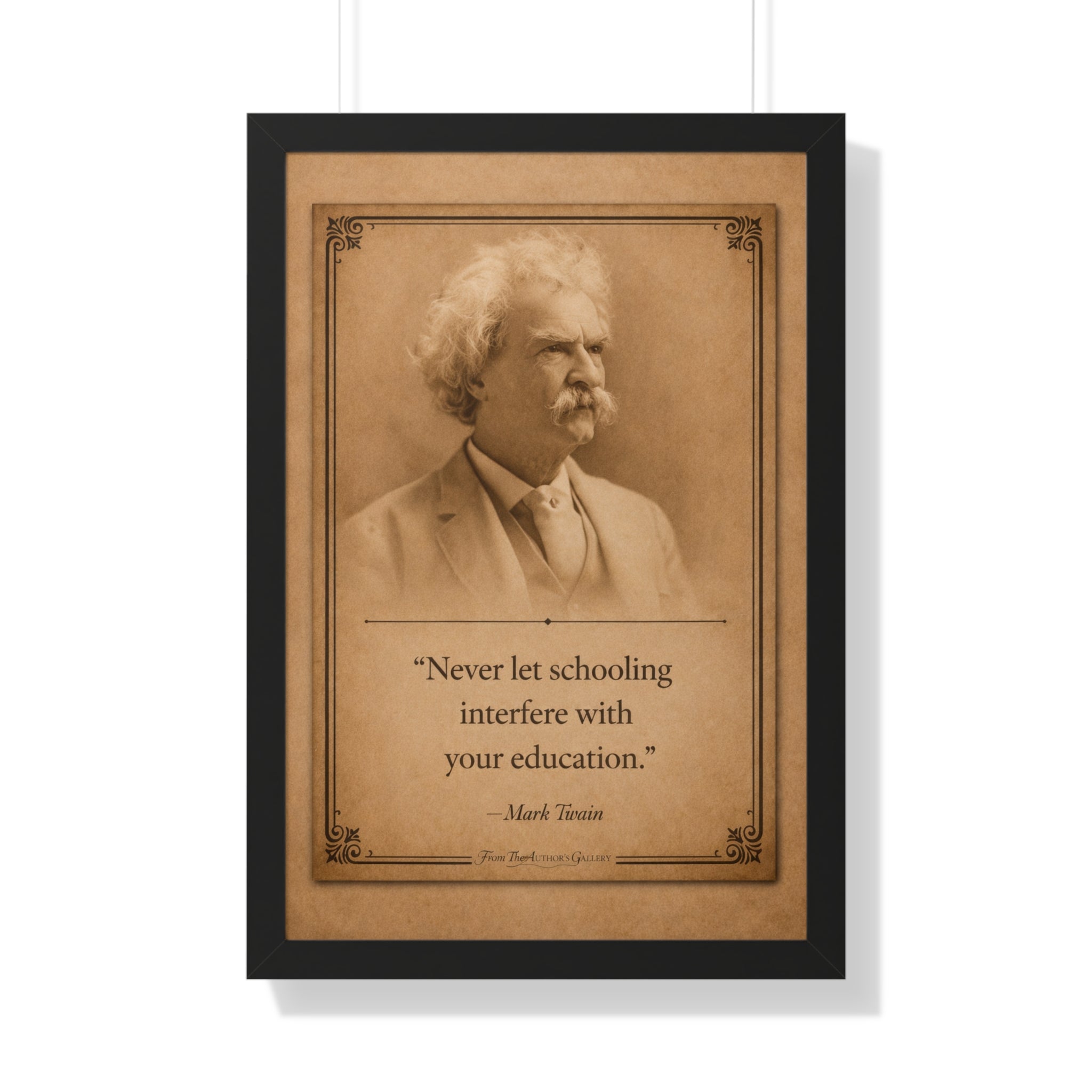 Twain on Schooling -- Framed Vintage Literary Print -- The Author's Gallery