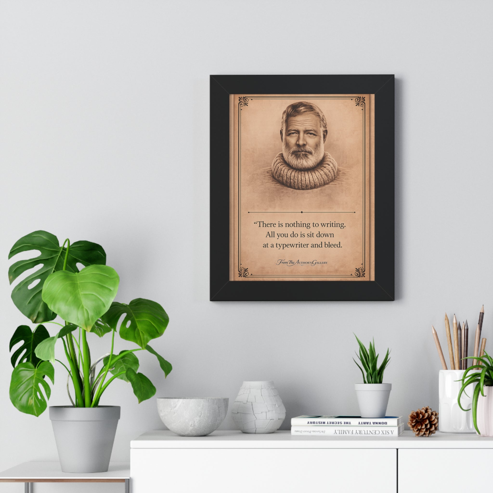 Hemingway — Framed Vintage Literary Print — The Author’s Gallery
