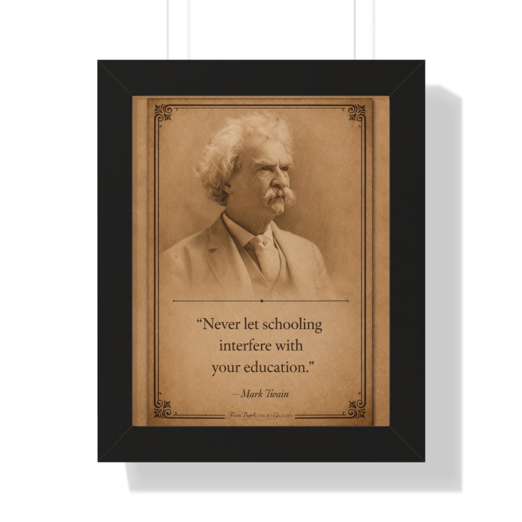 Twain on Schooling -- Framed Vintage Literary Print -- The Author's Gallery