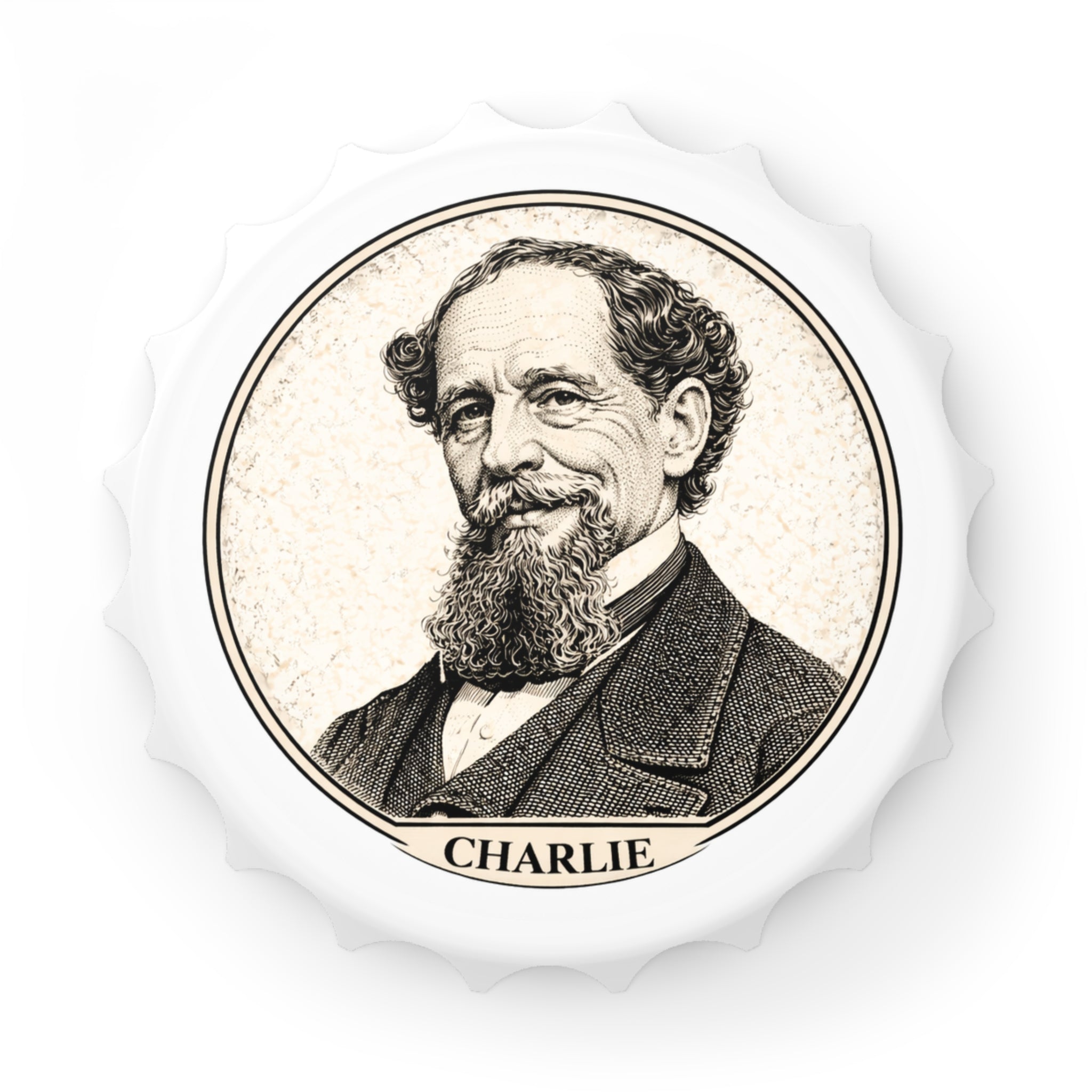 Vintage Charles Dickens Bottle Opener — Retro Portrait Beer Opener