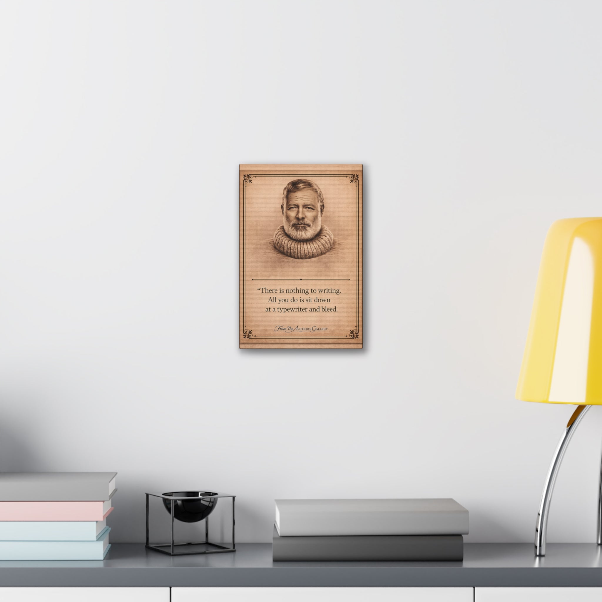 Ernest Hemingway --"There is nothing to writing…" -- Vintage Literary Canvas Piece