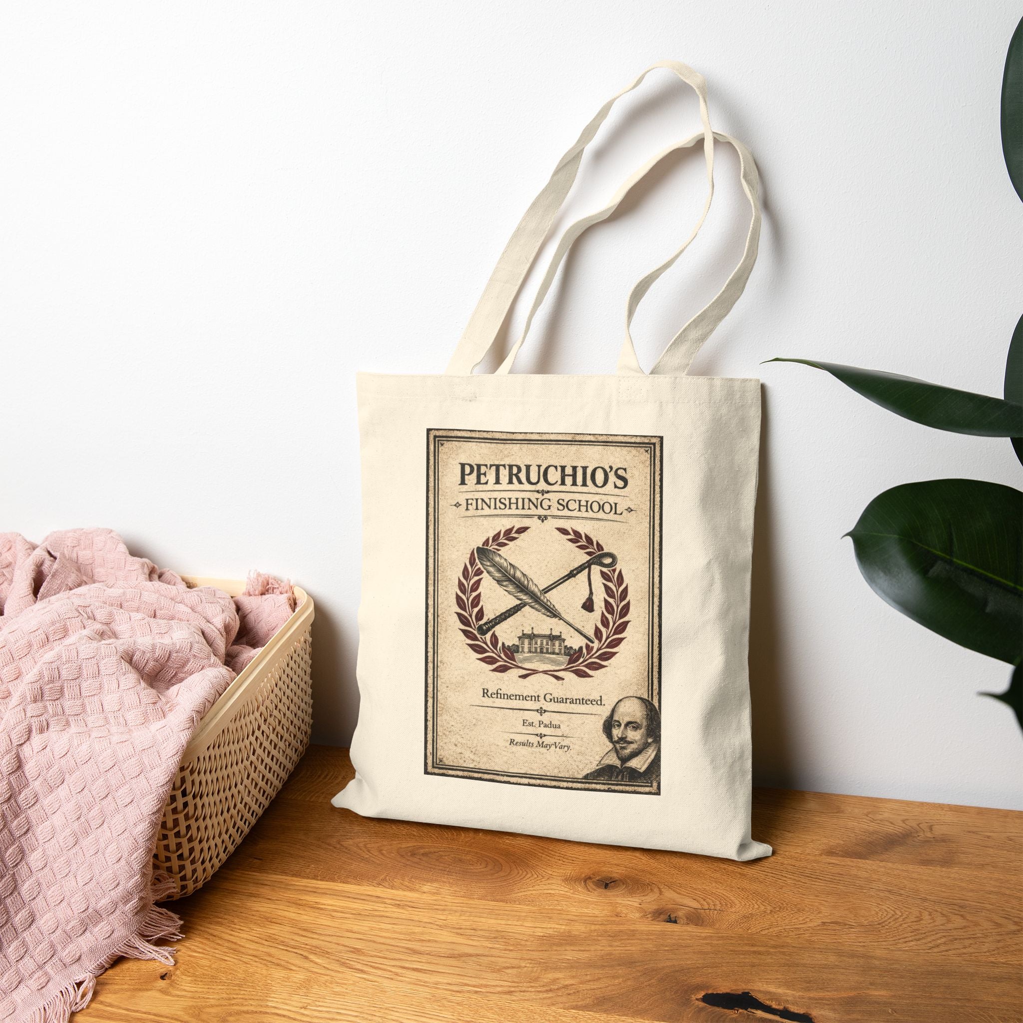 Petruchio's Finishing School Canvas Carry-All -- Vintage Literary Humor