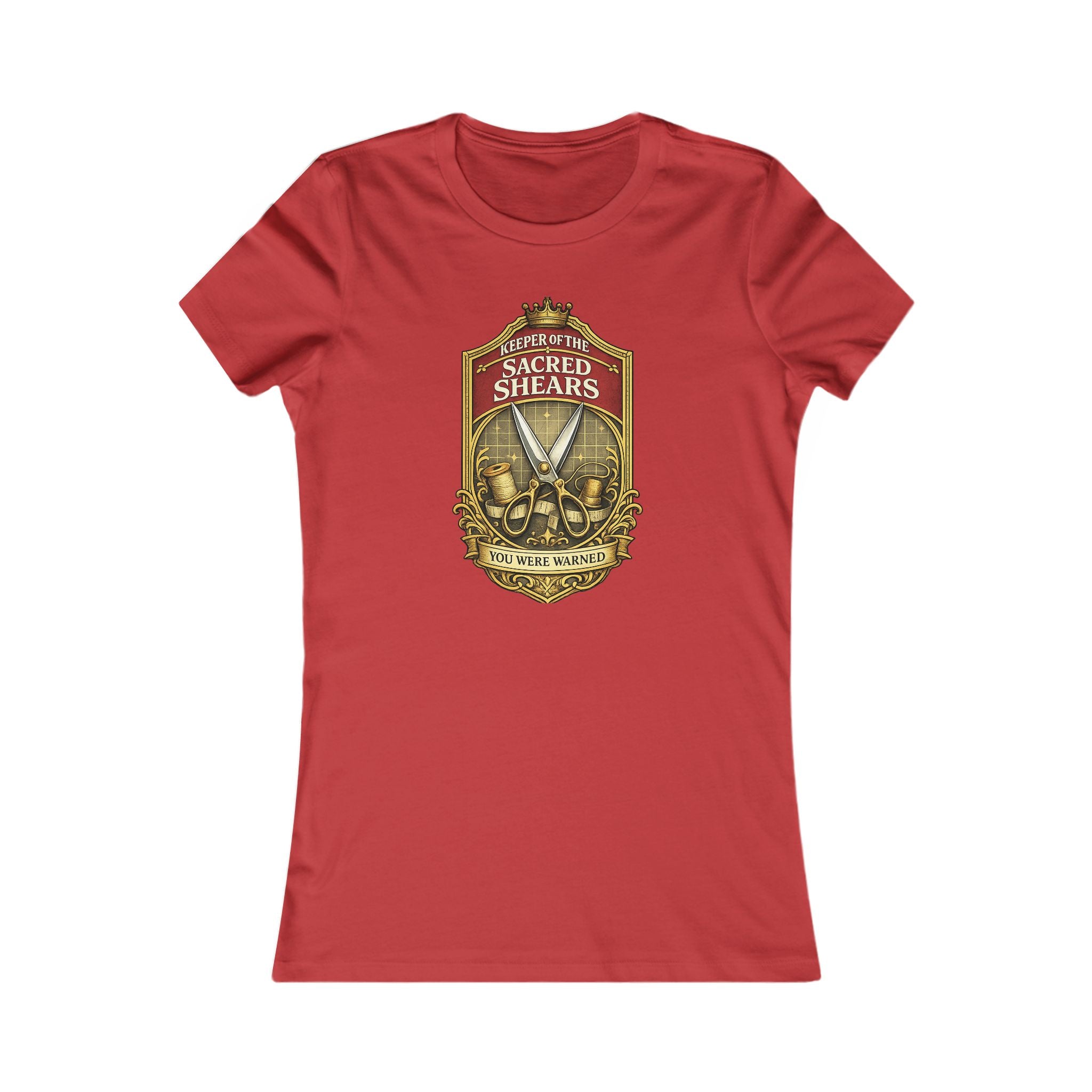 Sacred Shears Women's Tee — ("Consecrated For Fabric Only")