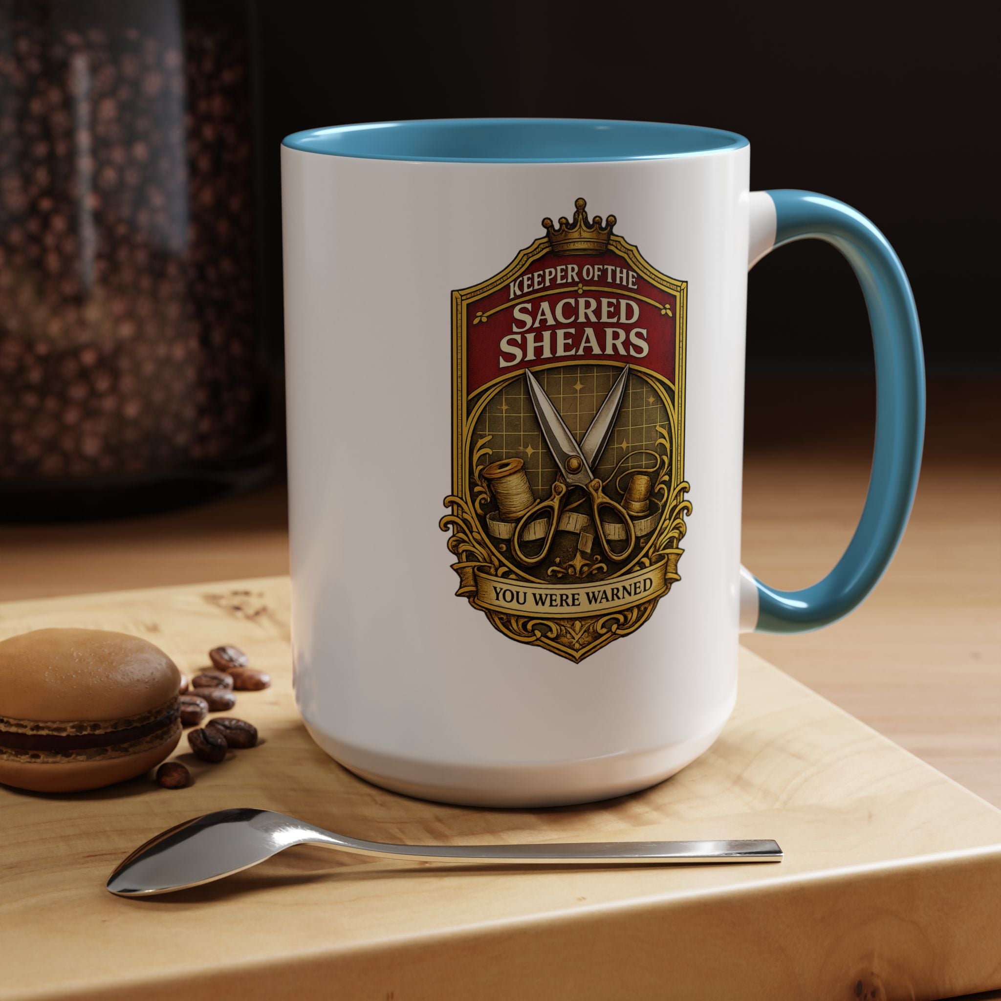 Keeper of the Sacred Shears Coffee Mug — Funny Barber/Hairstylist Gift (11/15oz)