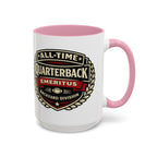 Mug - 'All-Time Quarterback Emeritus' Vintage Football Crest Coffee Mug (11oz/15oz)