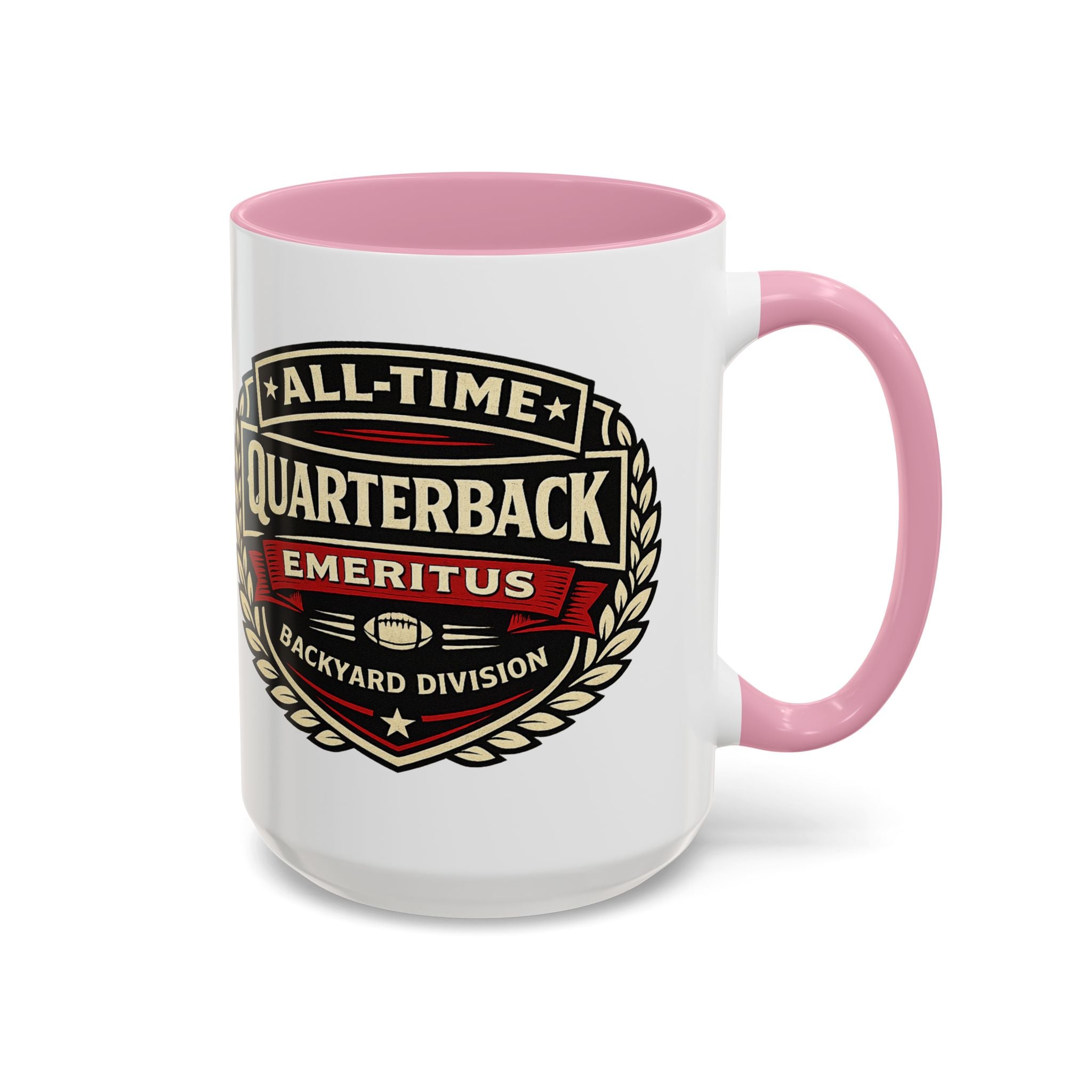 Mug - 'All-Time Quarterback Emeritus' Vintage Football Crest Coffee Mug (11oz/15oz)