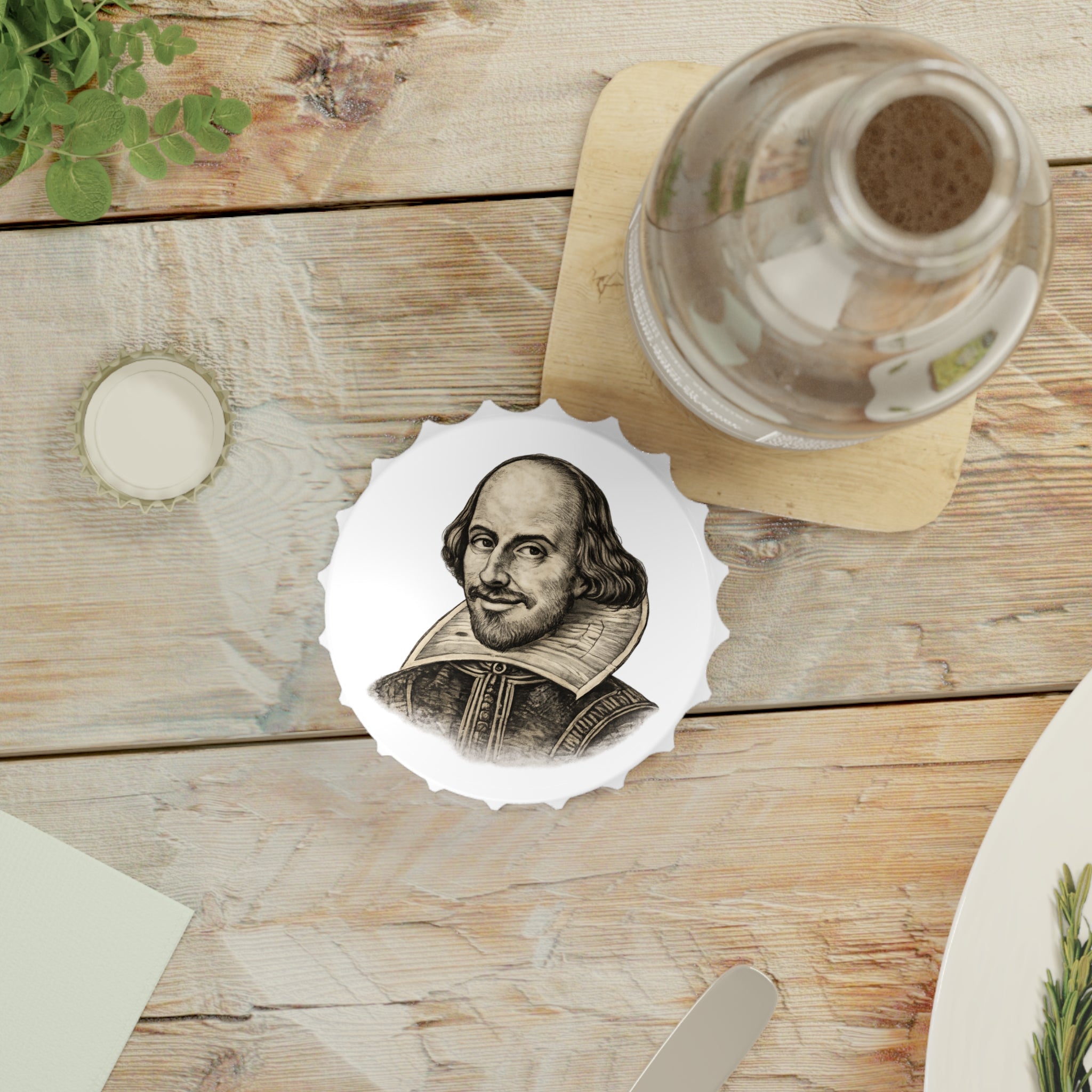 Shakespeare Bottle Opener — Vintage Bard Portrait Magnetic Bottle Opener